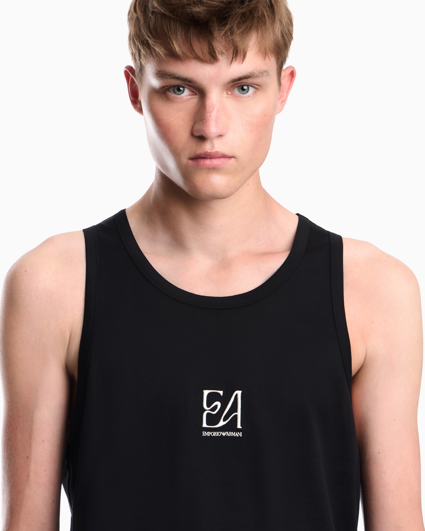 Cotton jersey tank top with an embroidered chest logo Slide 6