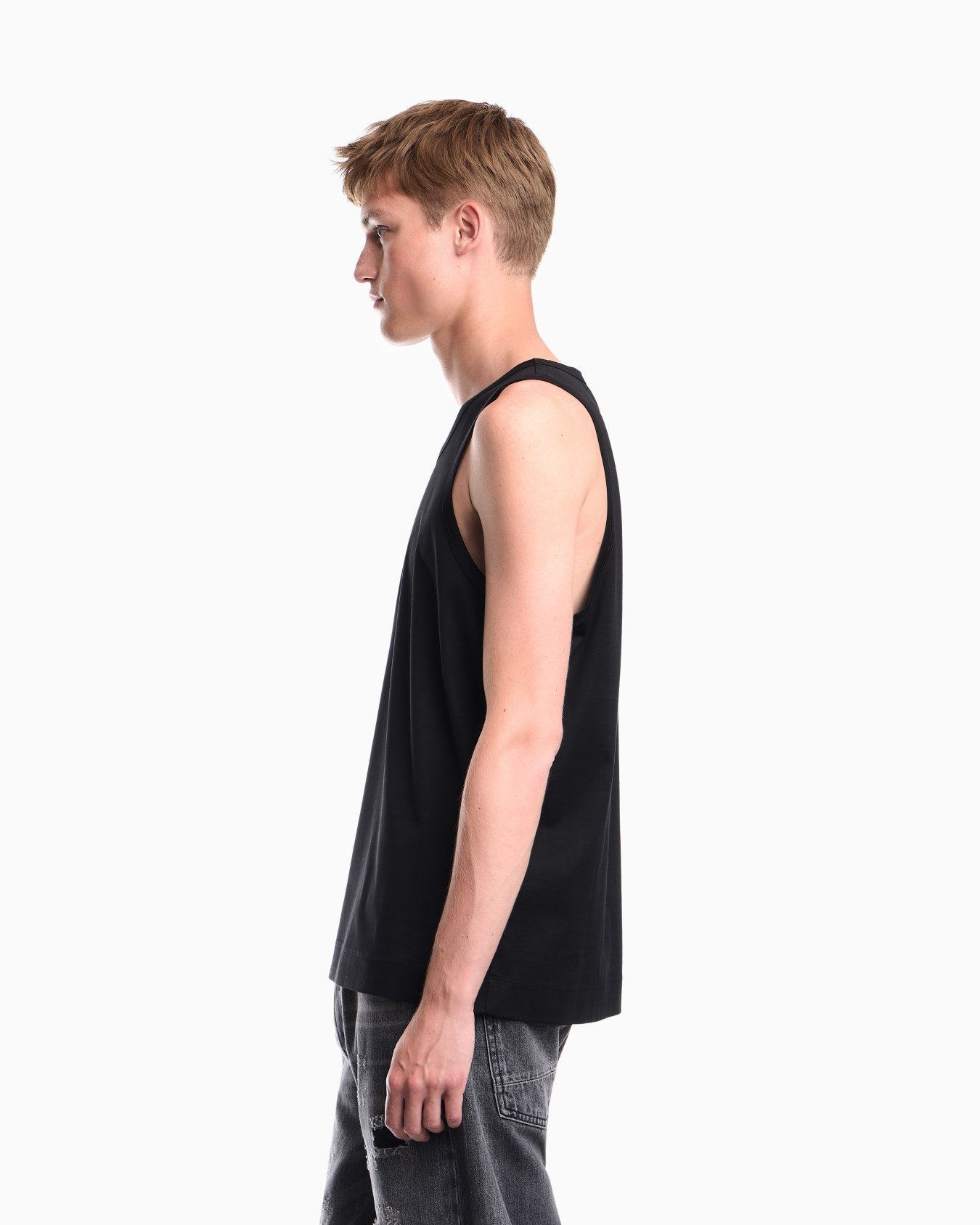 Cotton jersey tank top with an embroidered chest logo Slide 7