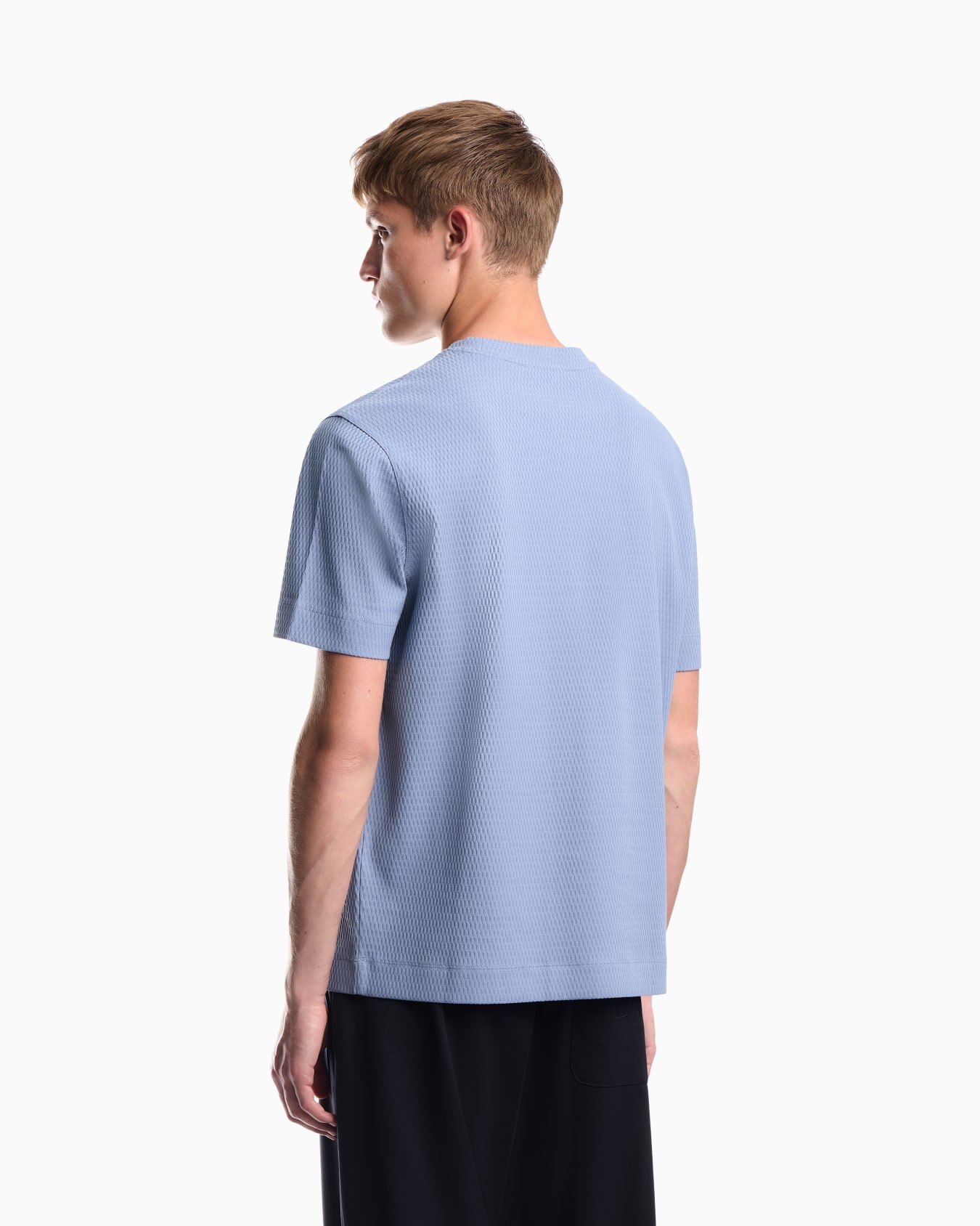 T-shirt in jersey di cotone jacquard a vestibilità regular Slide 5