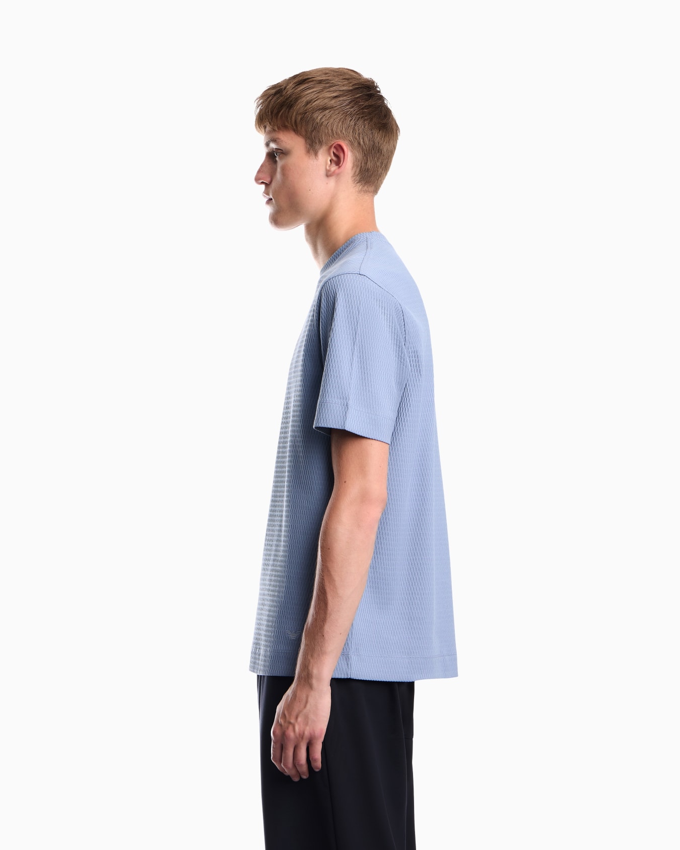 T-shirt in jersey di cotone jacquard a vestibilità regular Slide 7