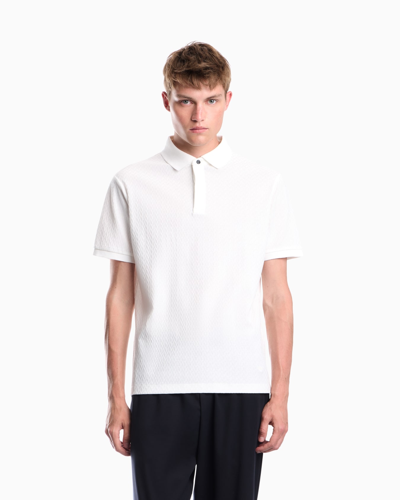 Polo shirt in cotton jacquard jersey with regular fit Slide 3