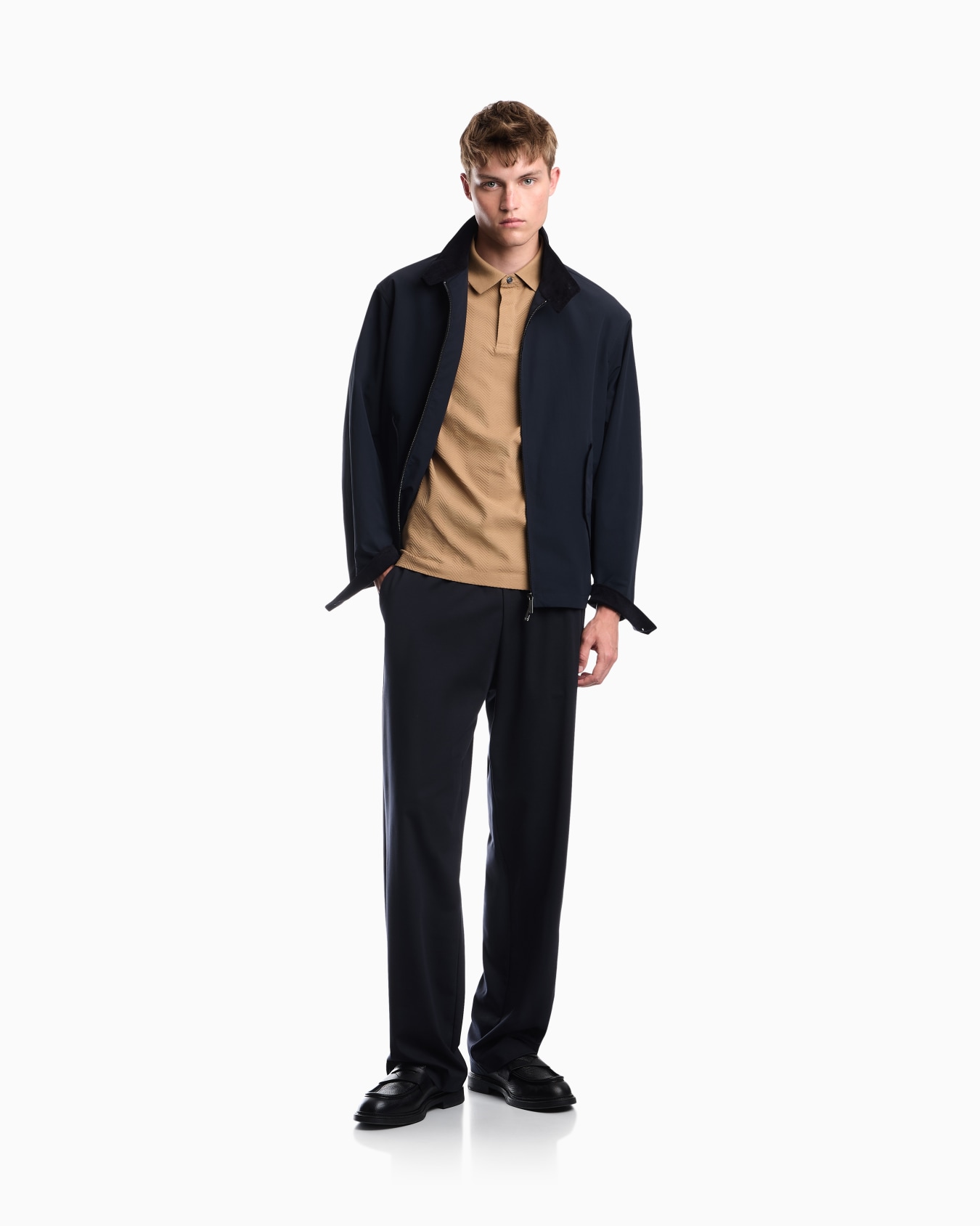 Polo shirt in cotton jacquard jersey with regular fit Slide 1