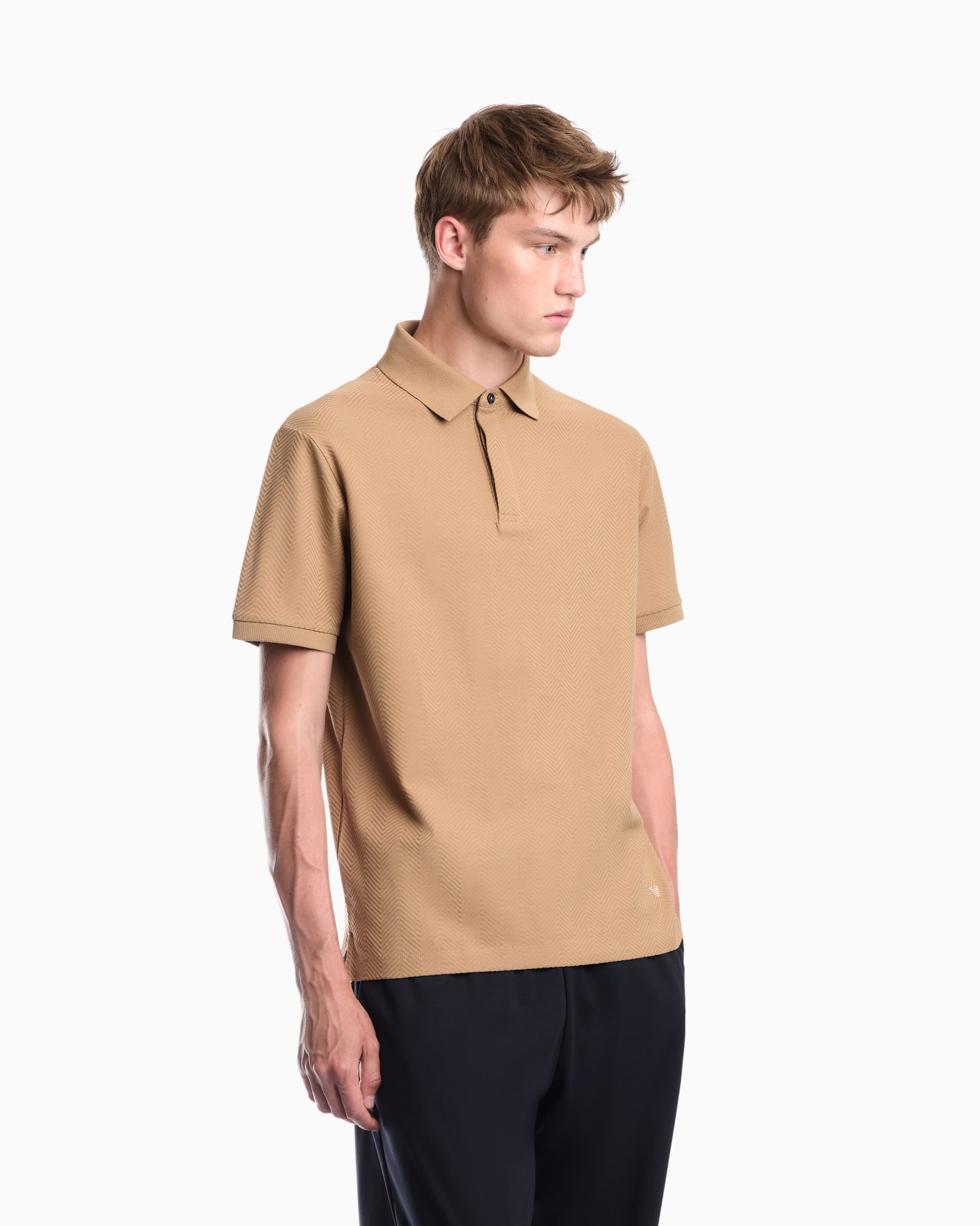 Polo shirt in cotton jacquard jersey with regular fit Slide 3
