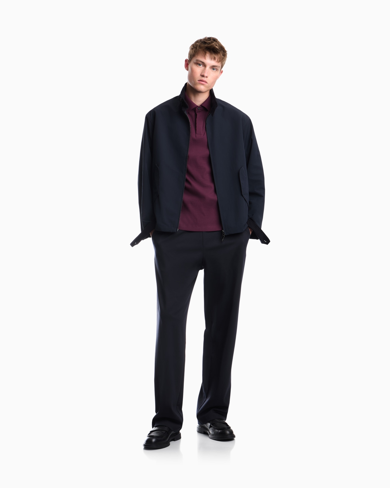 Polo shirt in cotton jacquard jersey with regular fit Slide 1