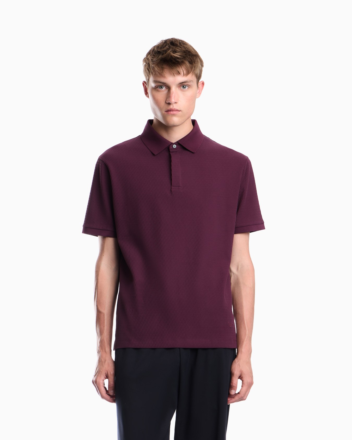 Polo shirt in cotton jacquard jersey with regular fit Slide 3