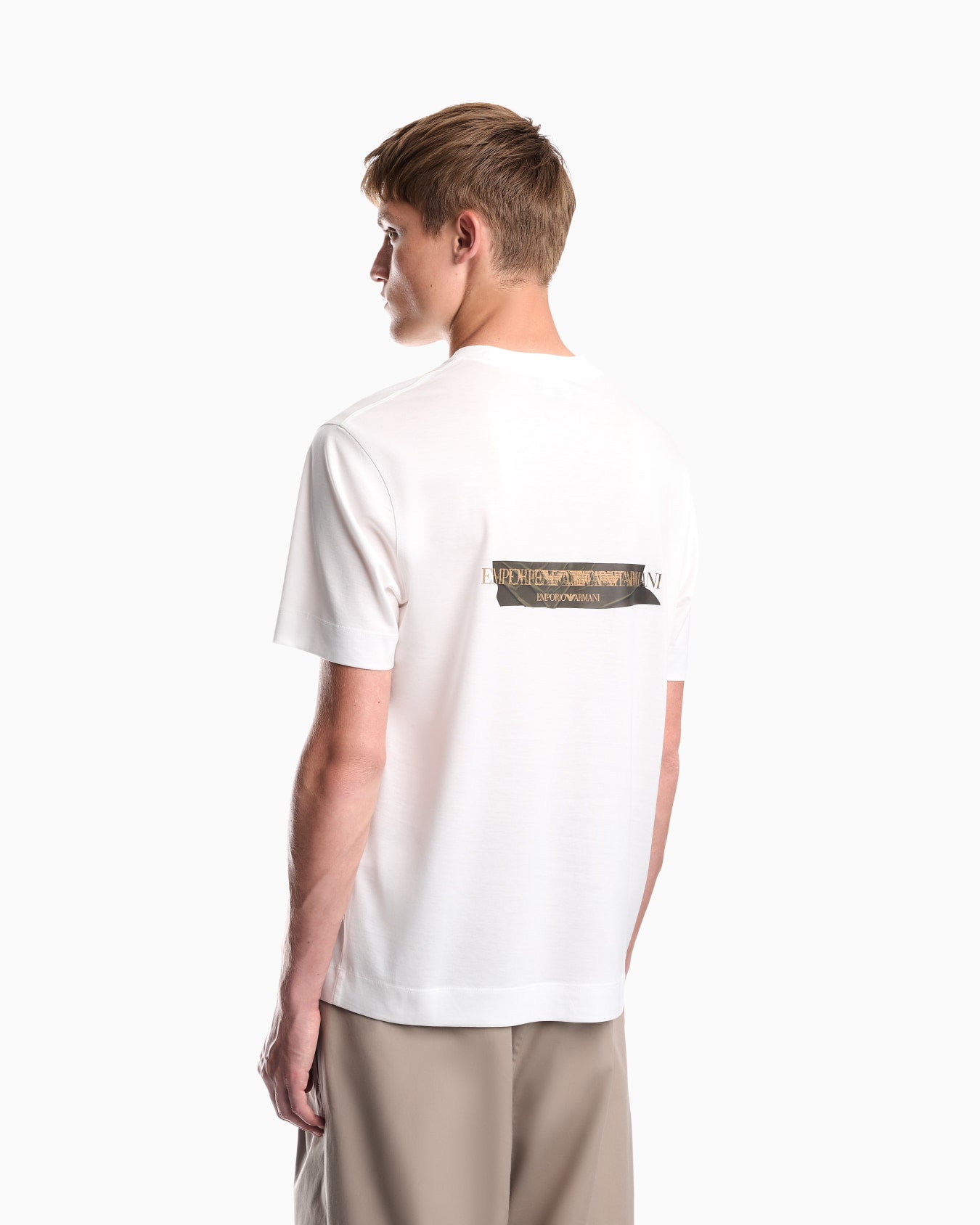 Jersey T-shirt in lyocell blend with embossed eagle and logo print Slide 5