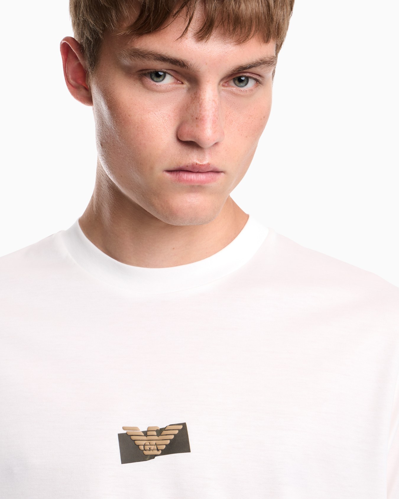 Jersey T-shirt in lyocell blend with embossed eagle and logo print Slide 6