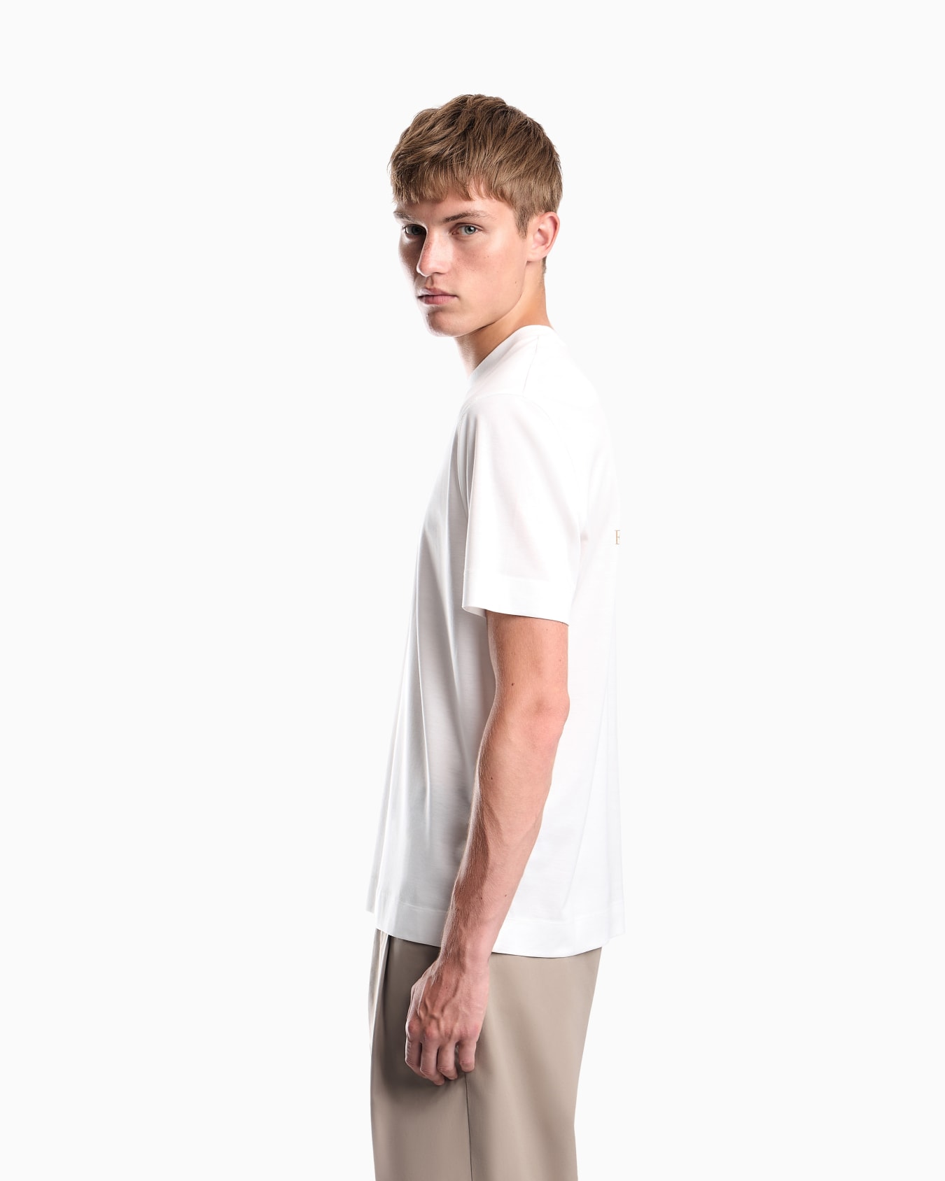 Jersey T-shirt in lyocell blend with embossed eagle and logo print Slide 7