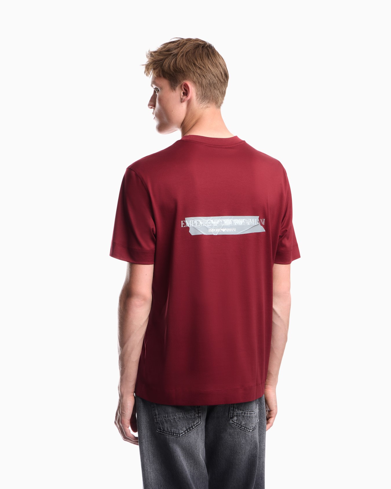 Jersey T-shirt in lyocell blend with embossed eagle and logo print Slide 5