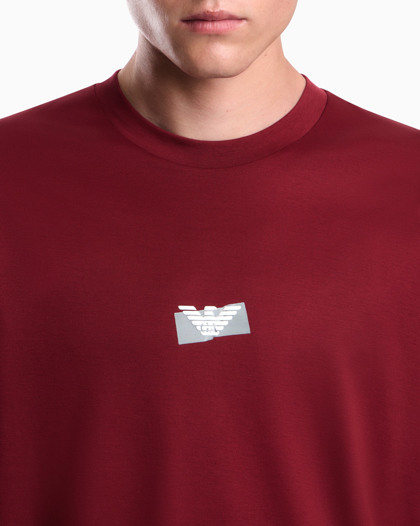 Jersey T-shirt in lyocell blend with embossed eagle and logo print Slide 6