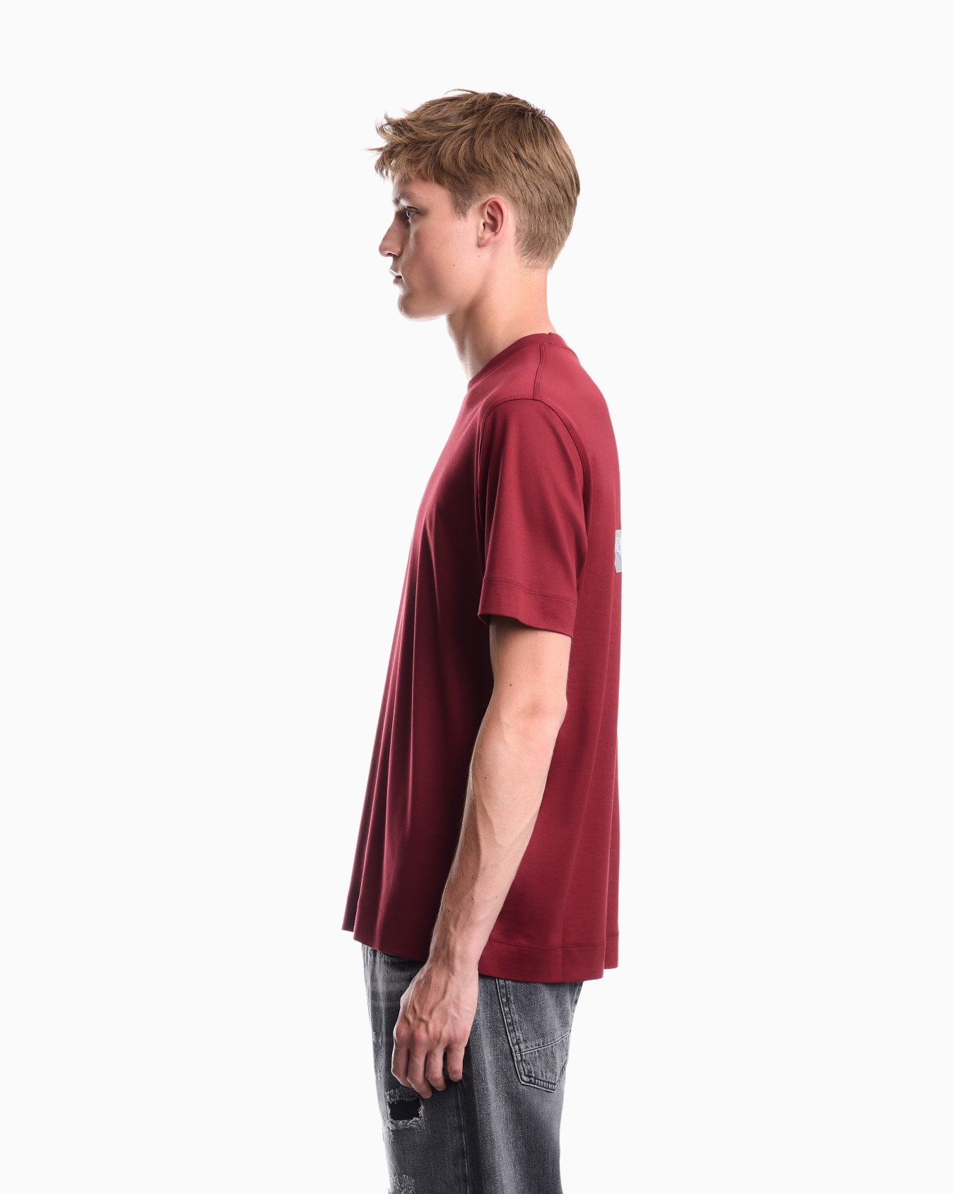 Jersey T-shirt in lyocell blend with embossed eagle and logo print Slide 7