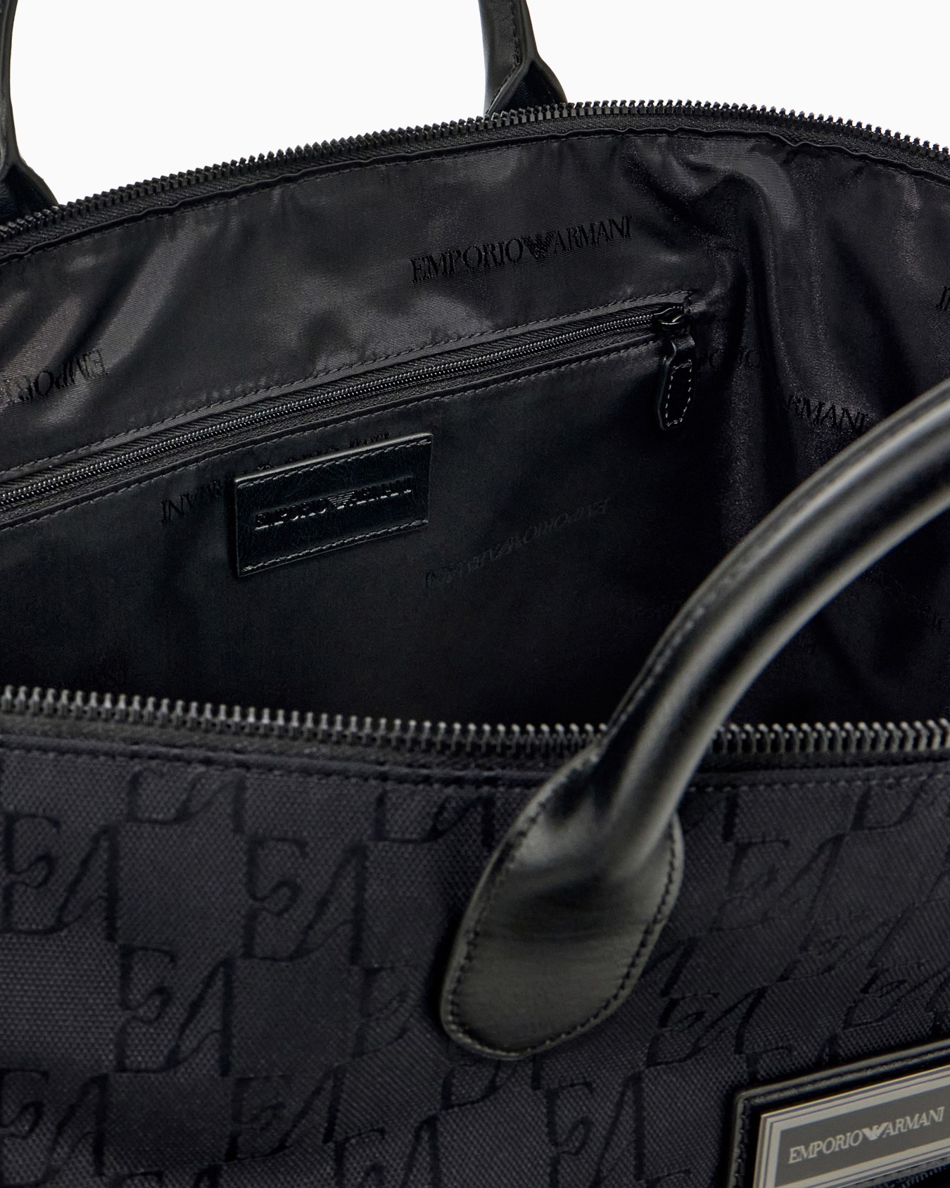Tote bag with monogram pattern and bonded leather handles Slide 3