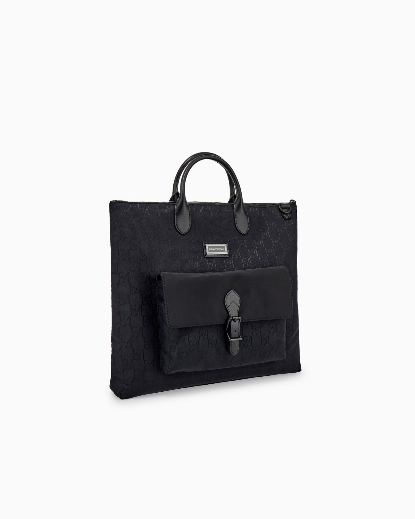Tote bag with monogram pattern and bonded leather handles Slide 1