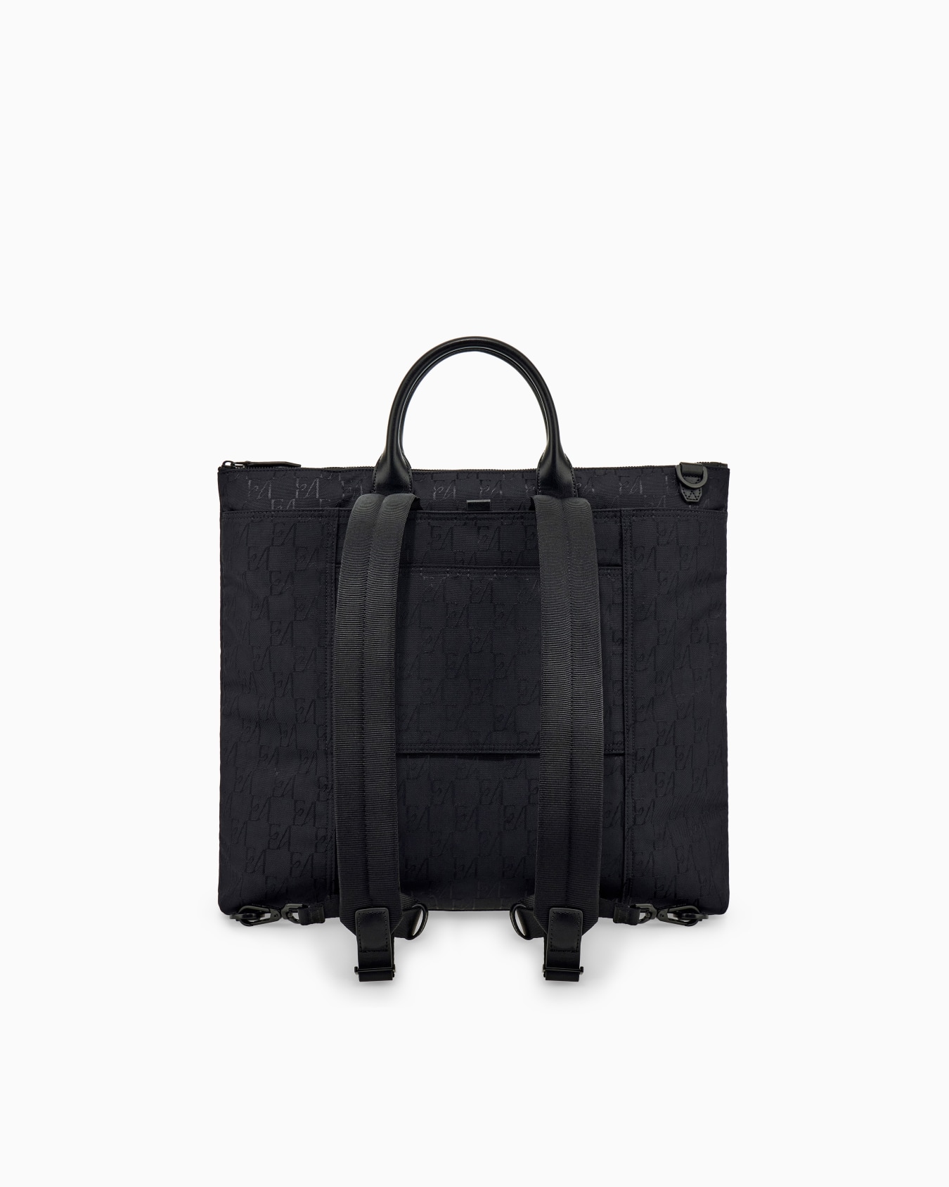 Tote bag with monogram pattern and bonded leather handles Slide 2