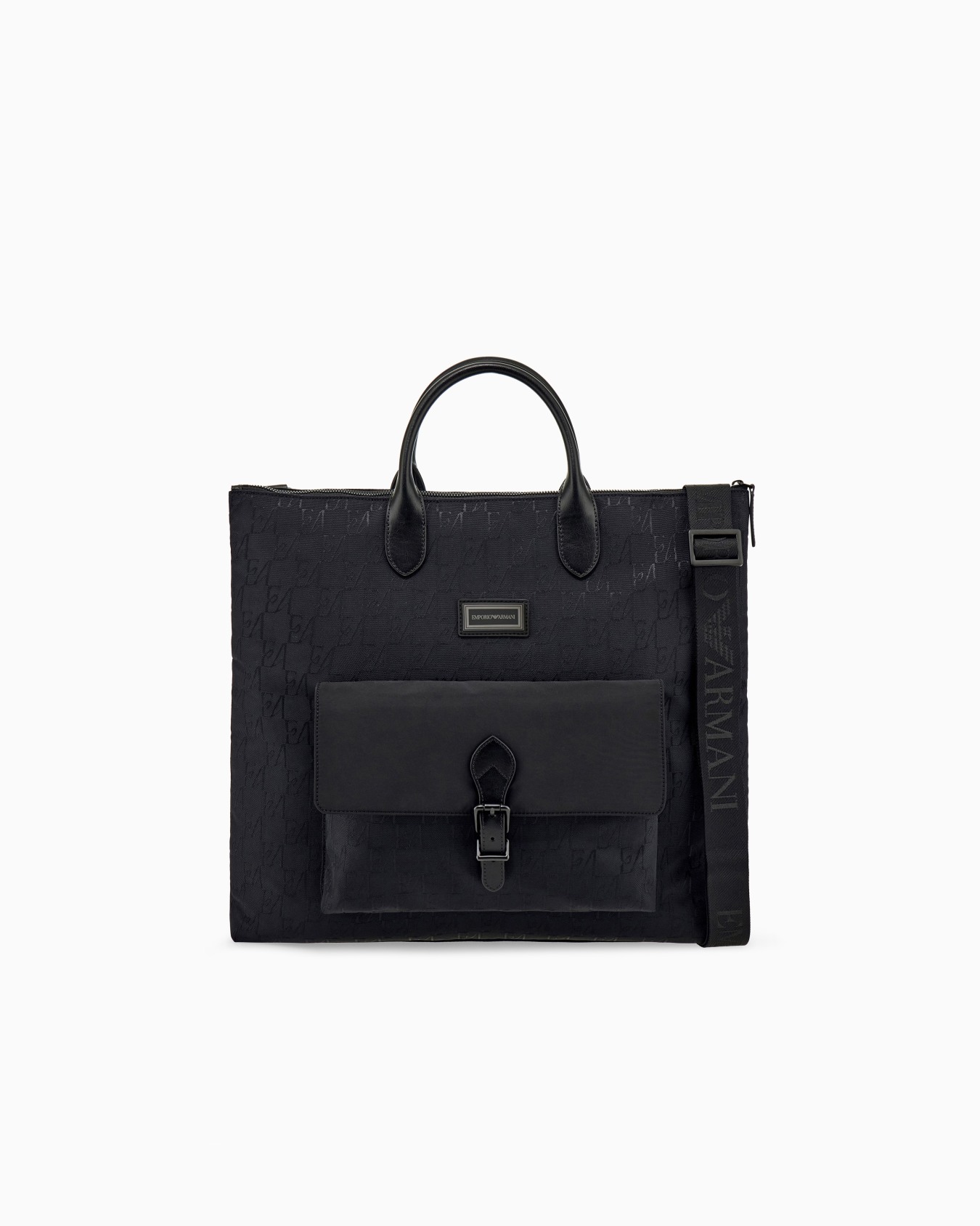 Tote bag with monogram pattern and bonded leather handles Slide 0