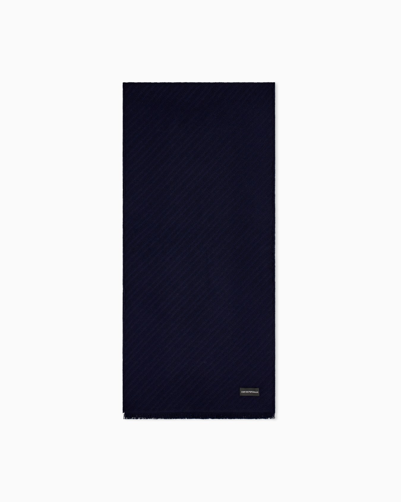 Scarf in virgin wool with diagonal pattern and fringed edges Slide 0