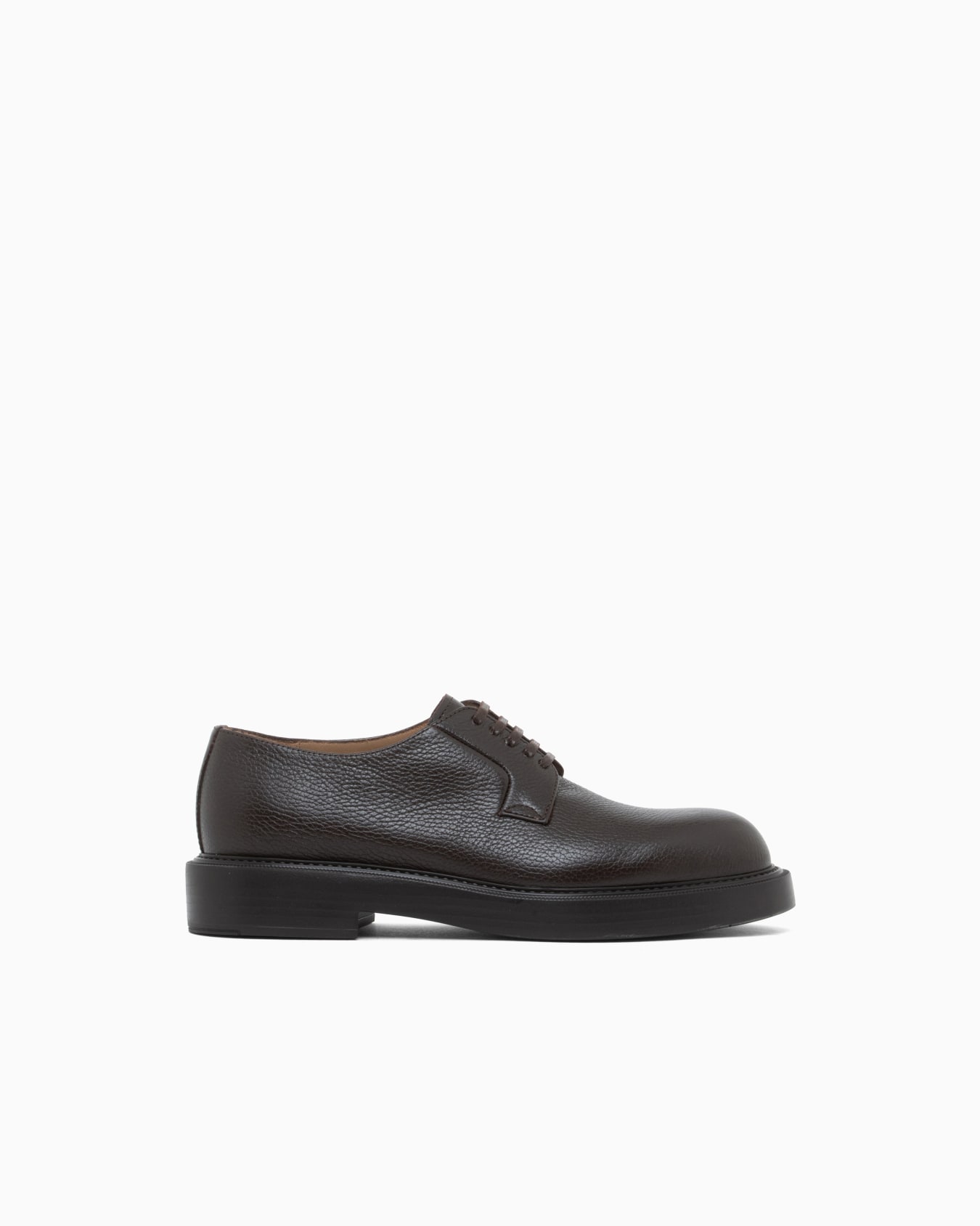 Lace-up shoes in grained leather with a rubber sole Slide 0