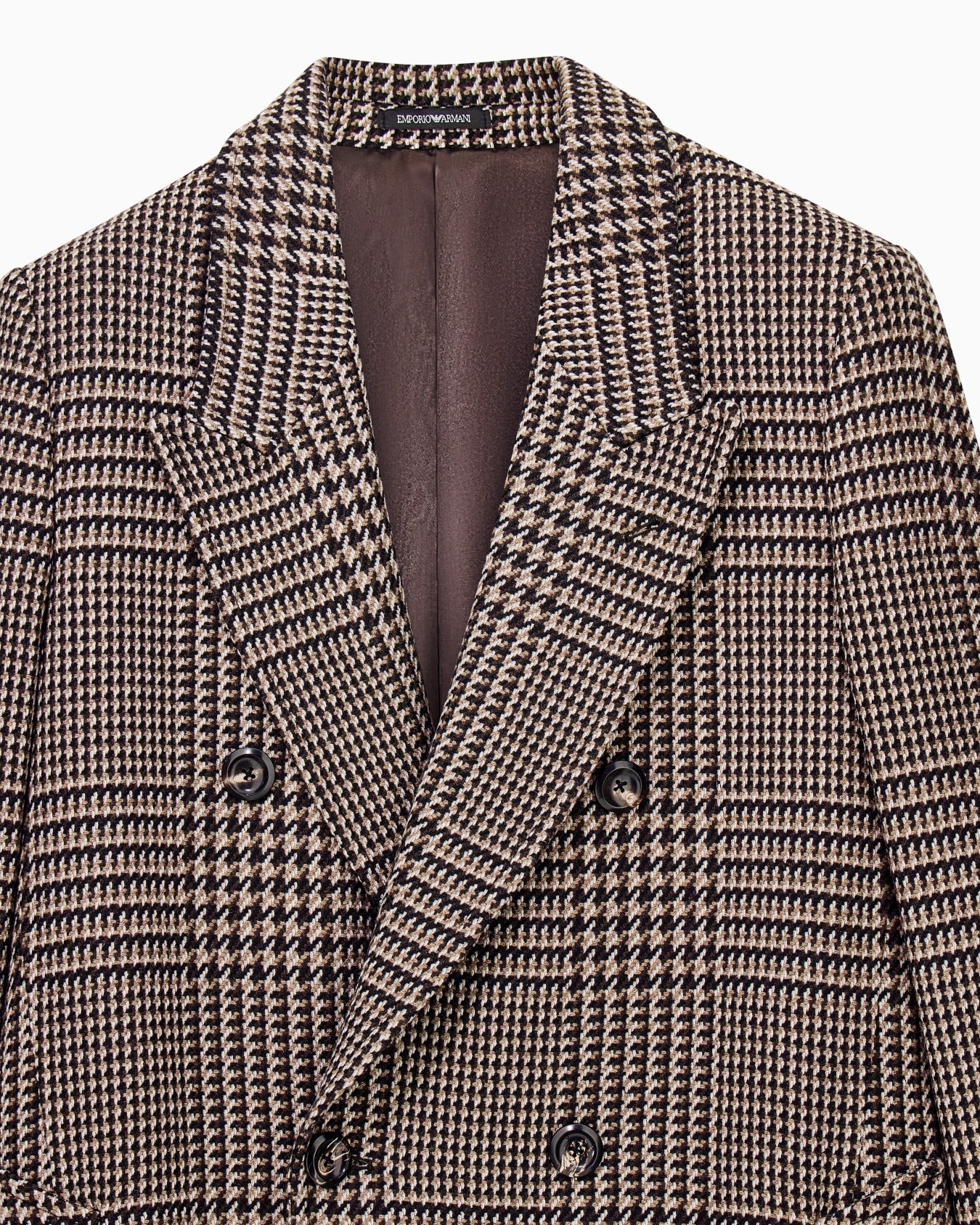 Double-breasted virgin wool coat in Prince of Wales tweed Slide 3