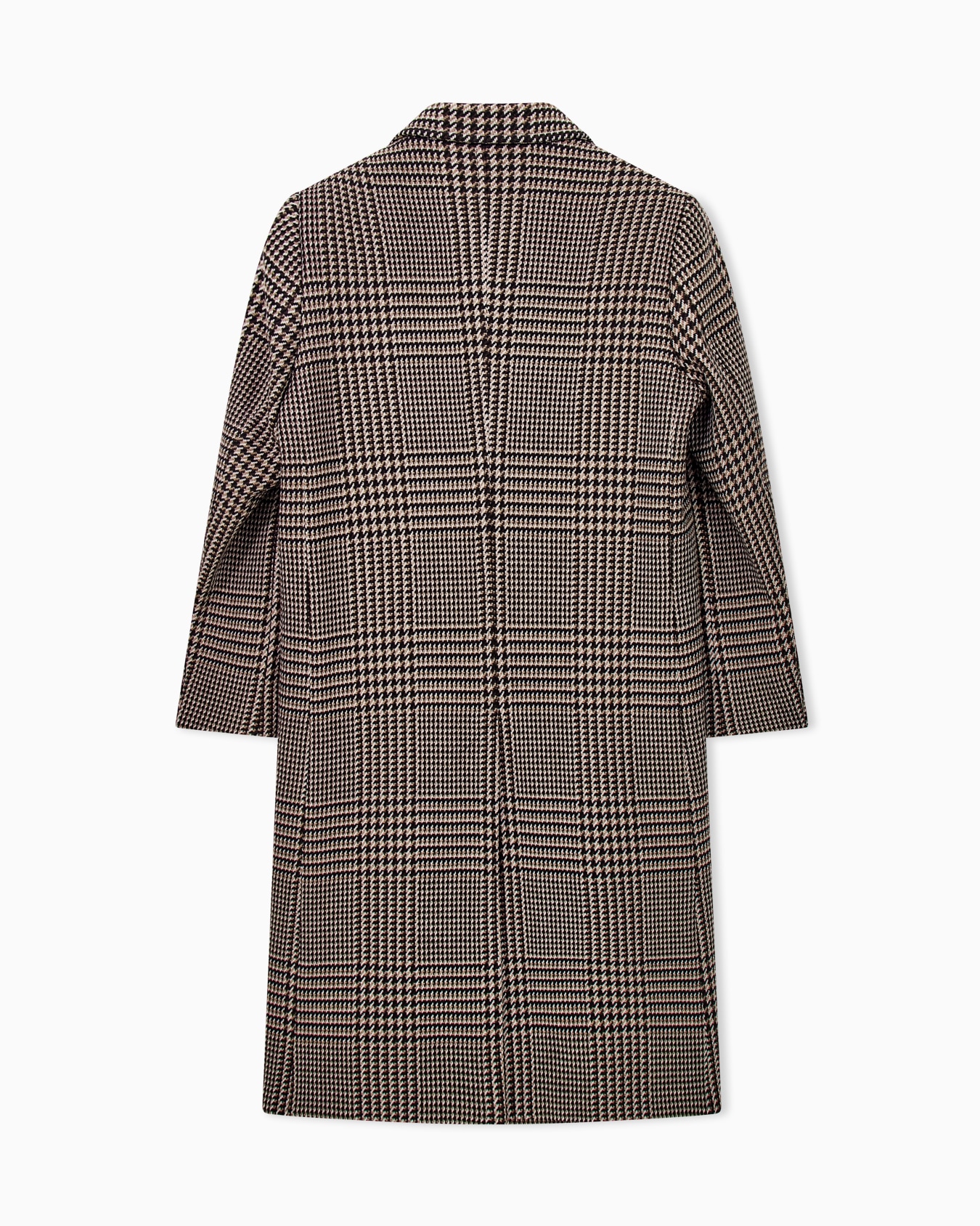 Double-breasted virgin wool coat in Prince of Wales tweed Slide 1