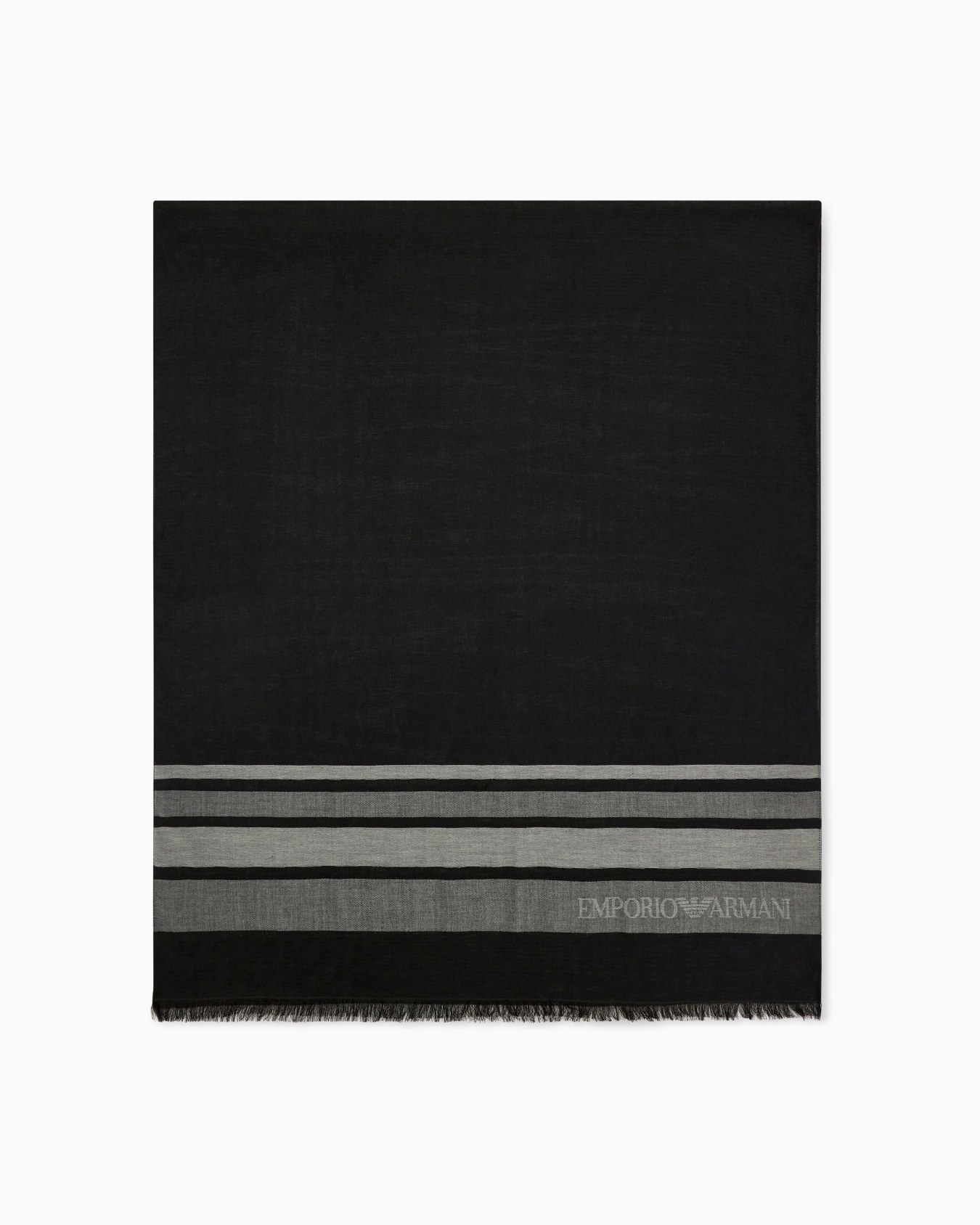 Stole in striped modal and viscose with delicate fringe Slide 0