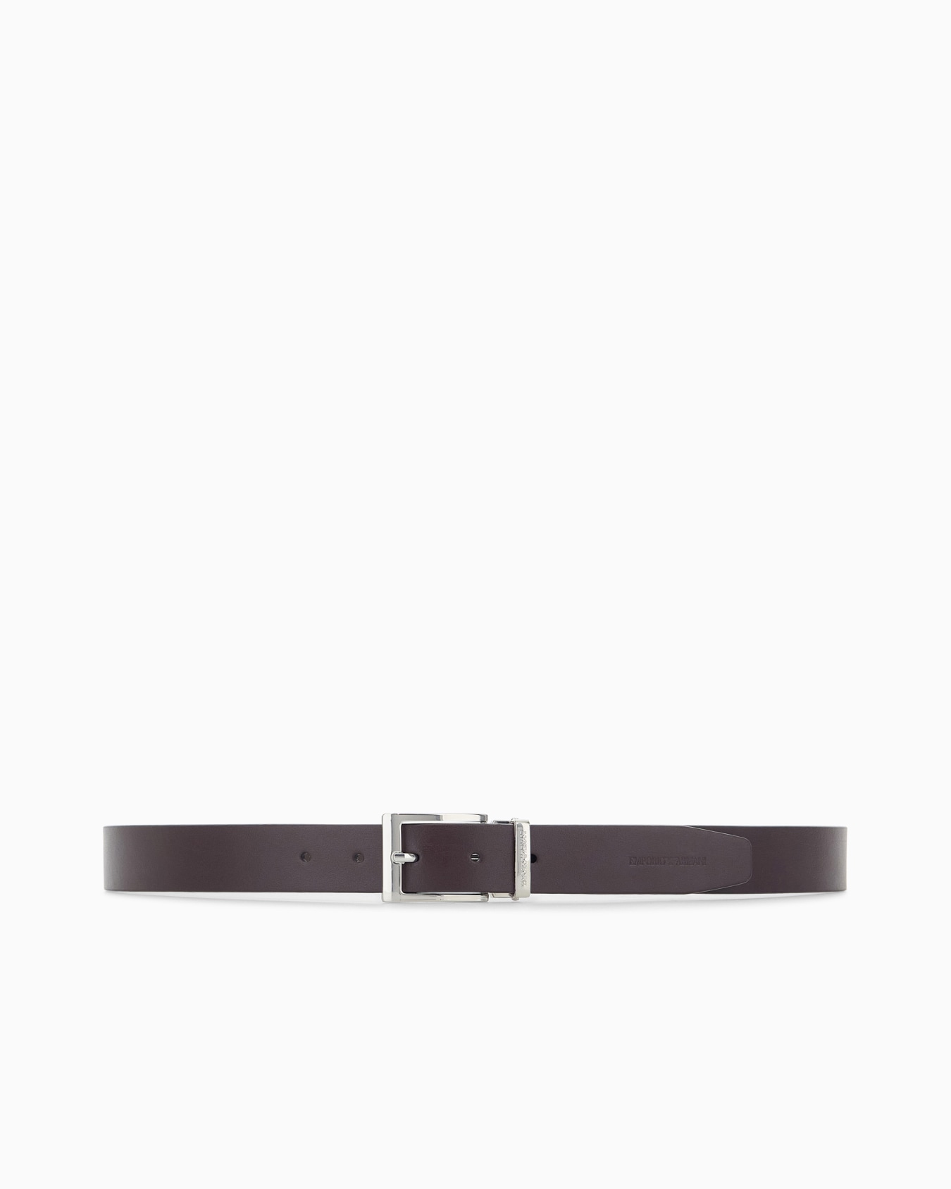 Smooth leather tongue belt with a rectangular metal buckle Slide 2