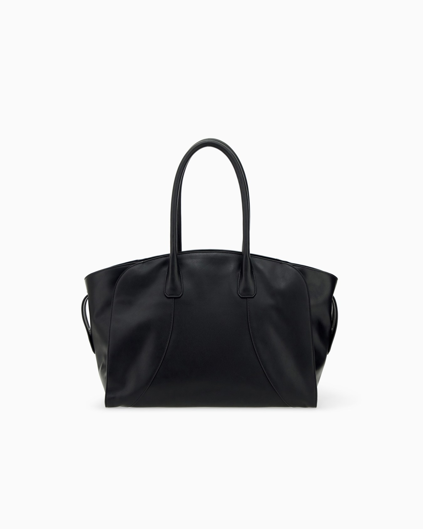 Leather tote bag with rounded handles and a smooth finish Slide 2