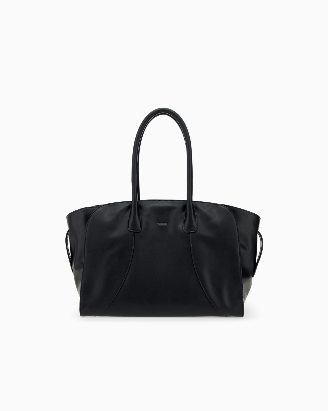 Leather tote bag with rounded handles and a smooth finish Slide 0