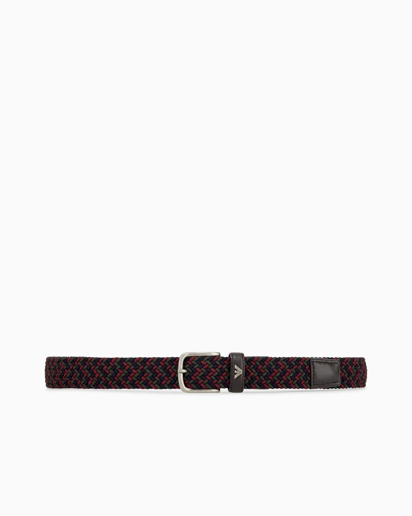 Braided tongue belt with a metal buckle and leather details Slide 2
