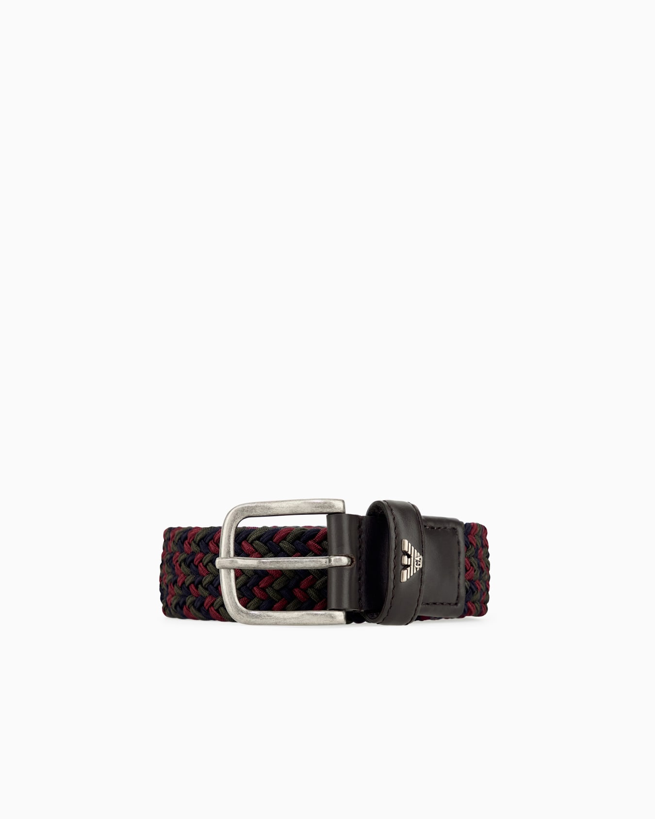 Braided tongue belt with a metal buckle and leather details Slide 0