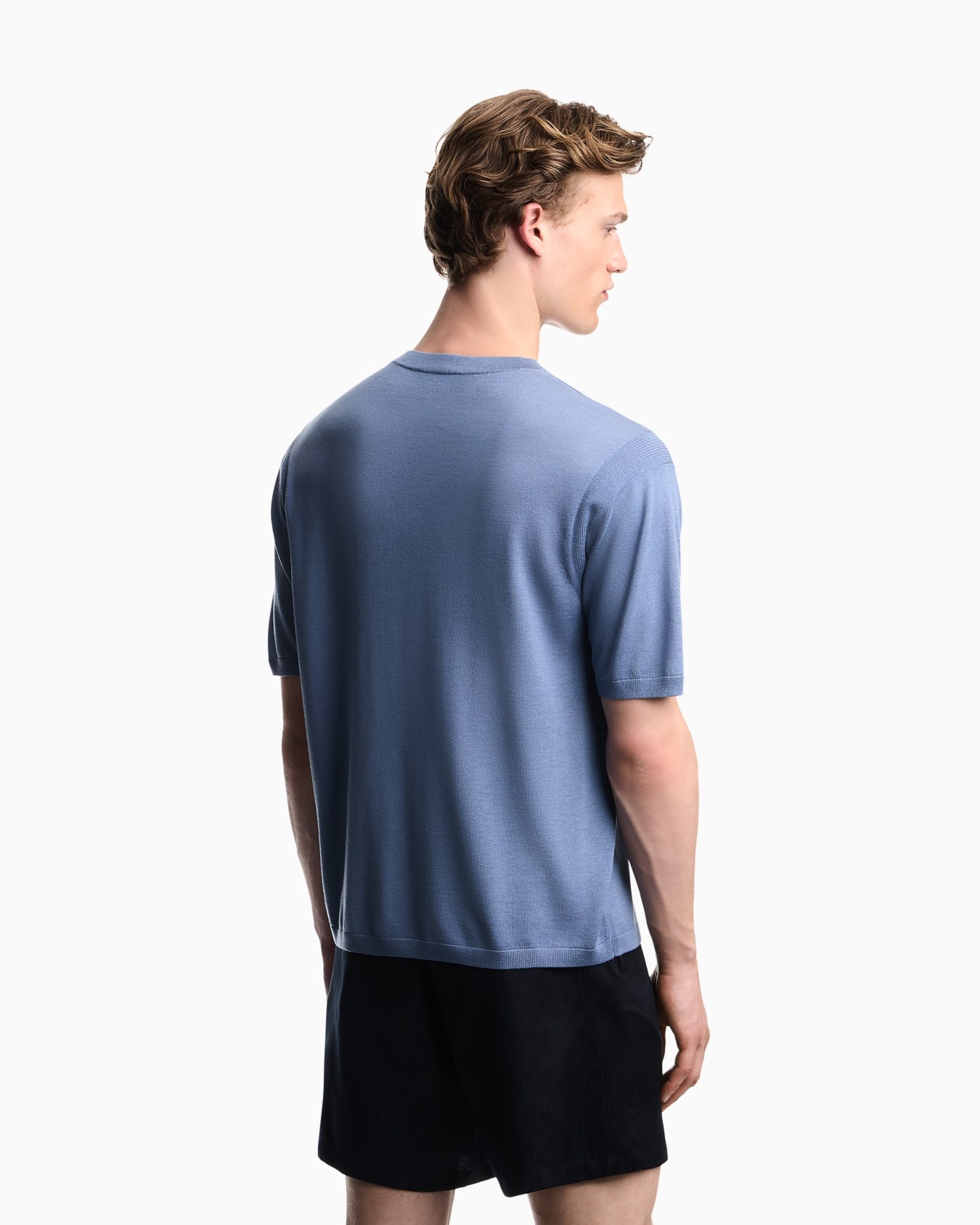 Pullover with regular fit in lyocell virgin wool and silk Slide 5