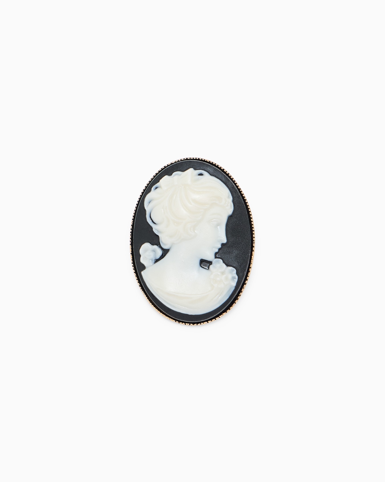 Brooch with a vintage-style oval cameo and female profile 슬라이드 0