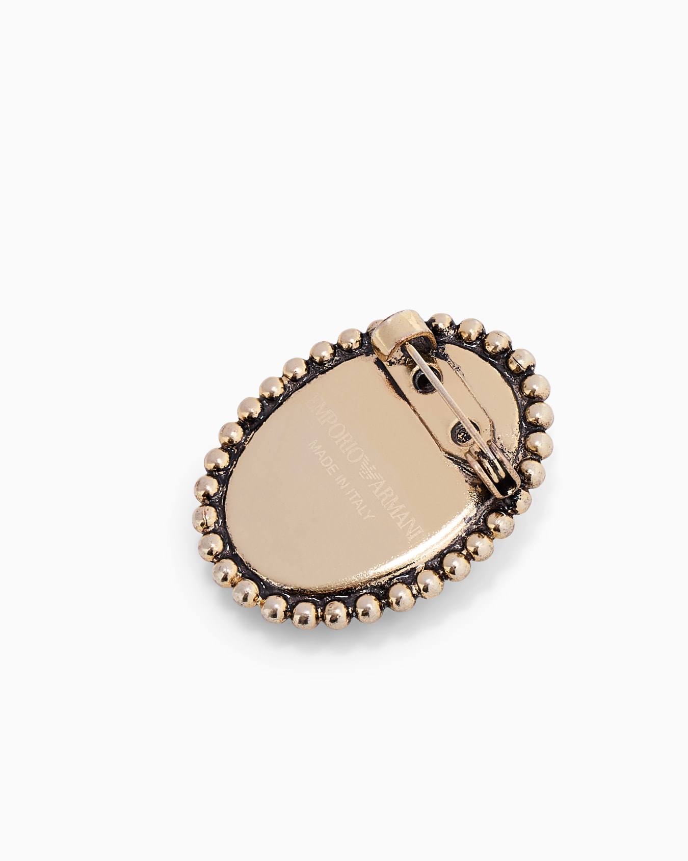 Brass cameo brooch with a floral motif and beaded border 슬라이드 1