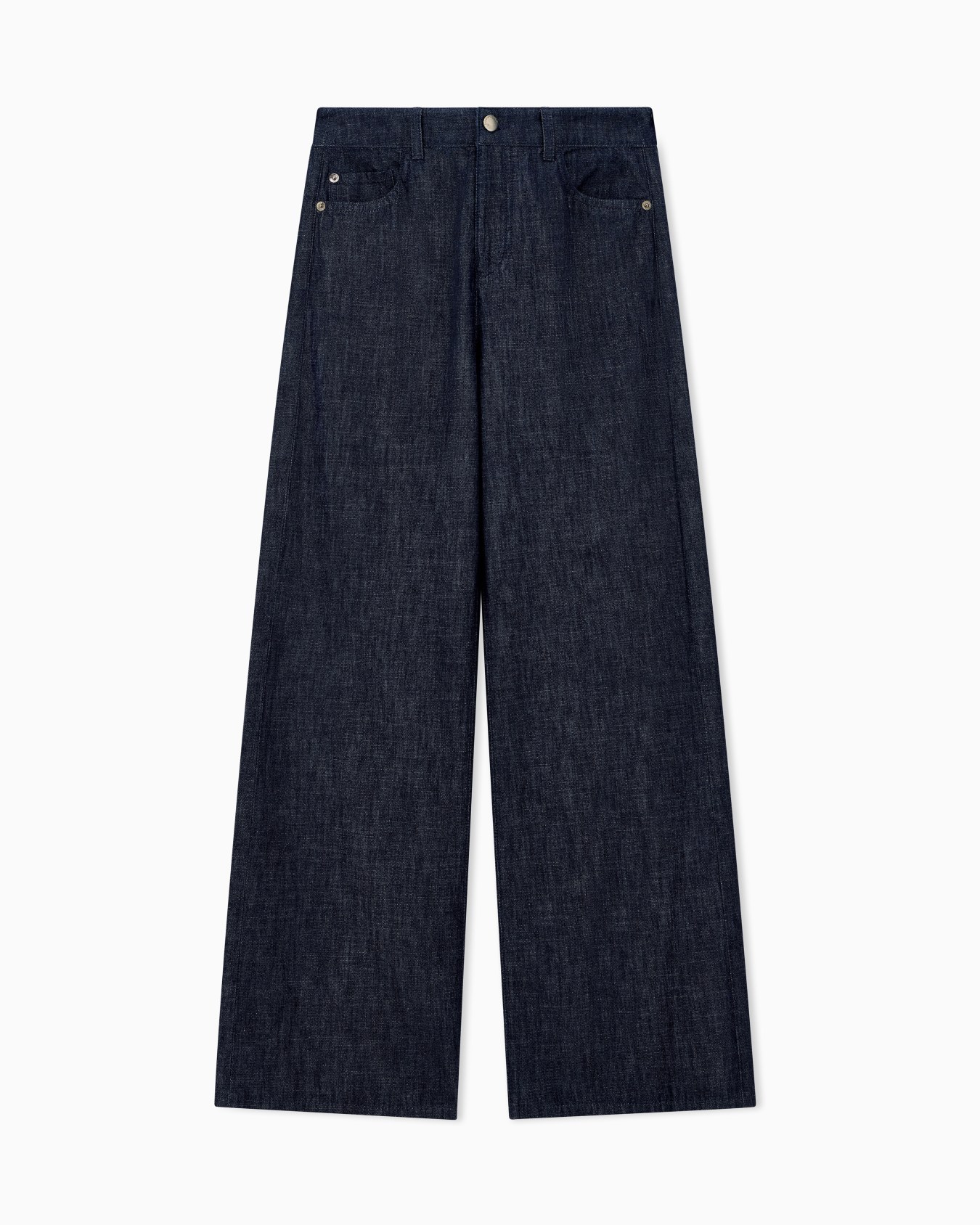 Jeans cinque tasche a gamba larga in denim di cotone Slide 0