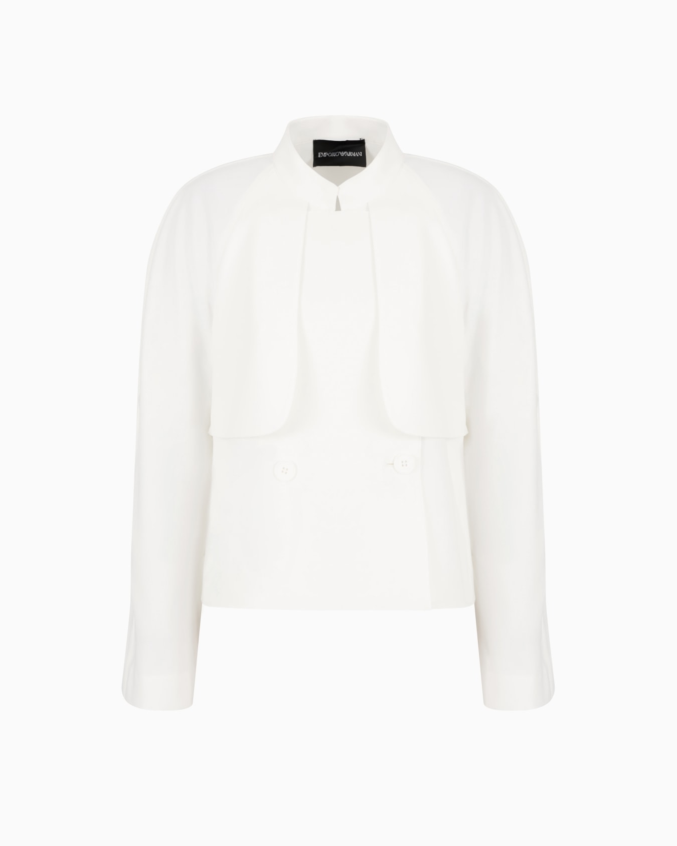 Double-breasted jacket in technical cady with a guru collar Slide 0