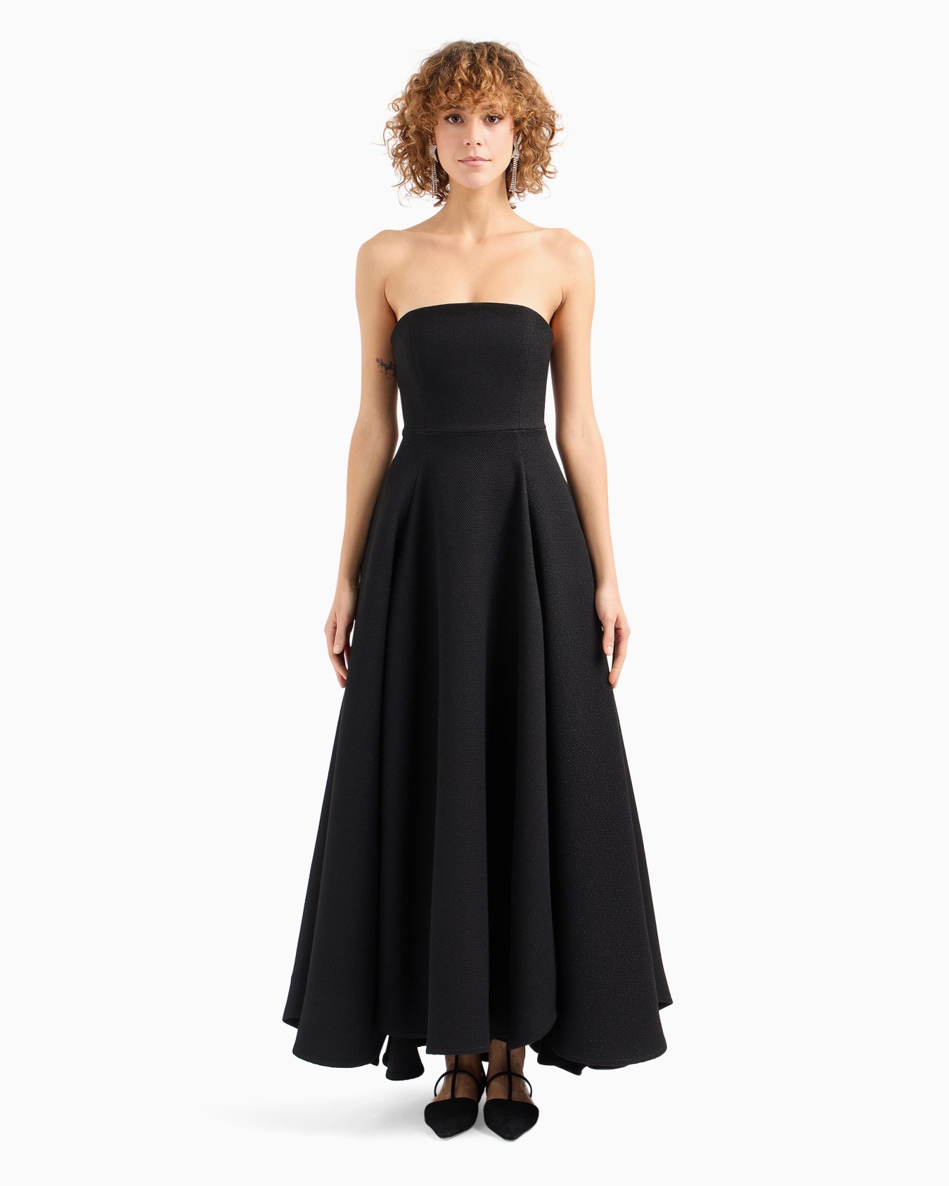 Long dress with bustier in armure lurex technical fabric Slide 2