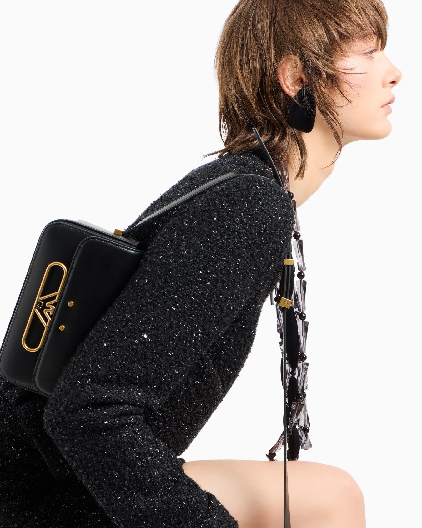 Chaqueta en tweed de lúrex con cremallera y microlentejuelas Diapositiva 5