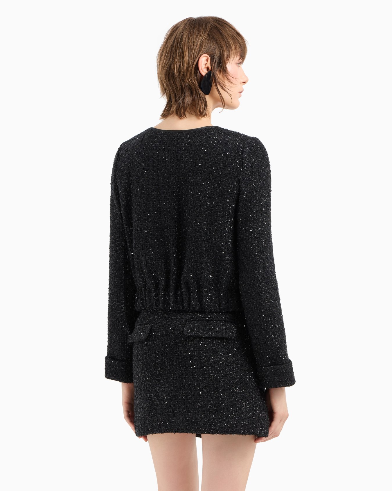 Chaqueta en tweed de lúrex con cremallera y microlentejuelas Diapositiva 2
