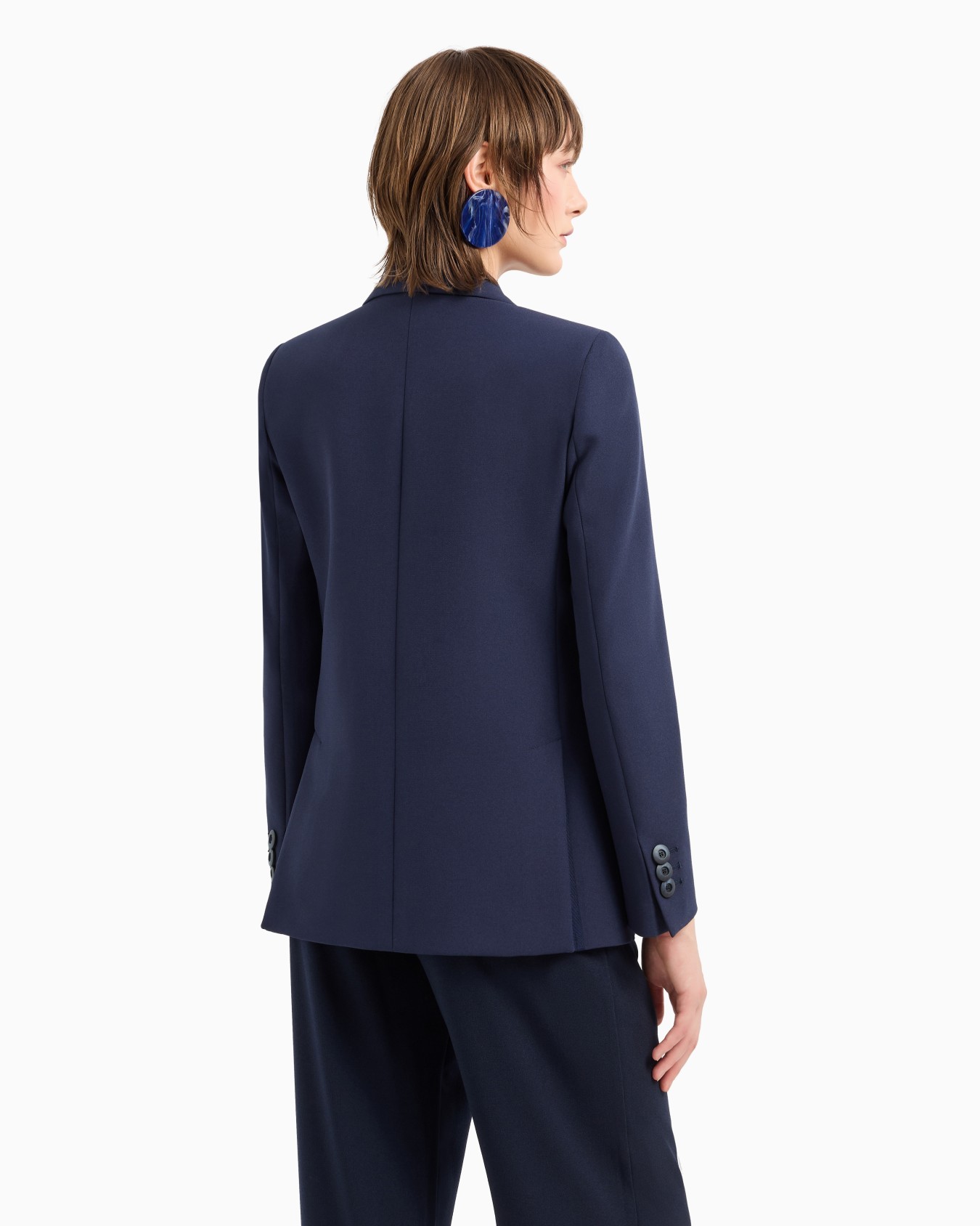 Chaqueta de abotonadura doble de sablé técnico elástico Diapositiva 2
