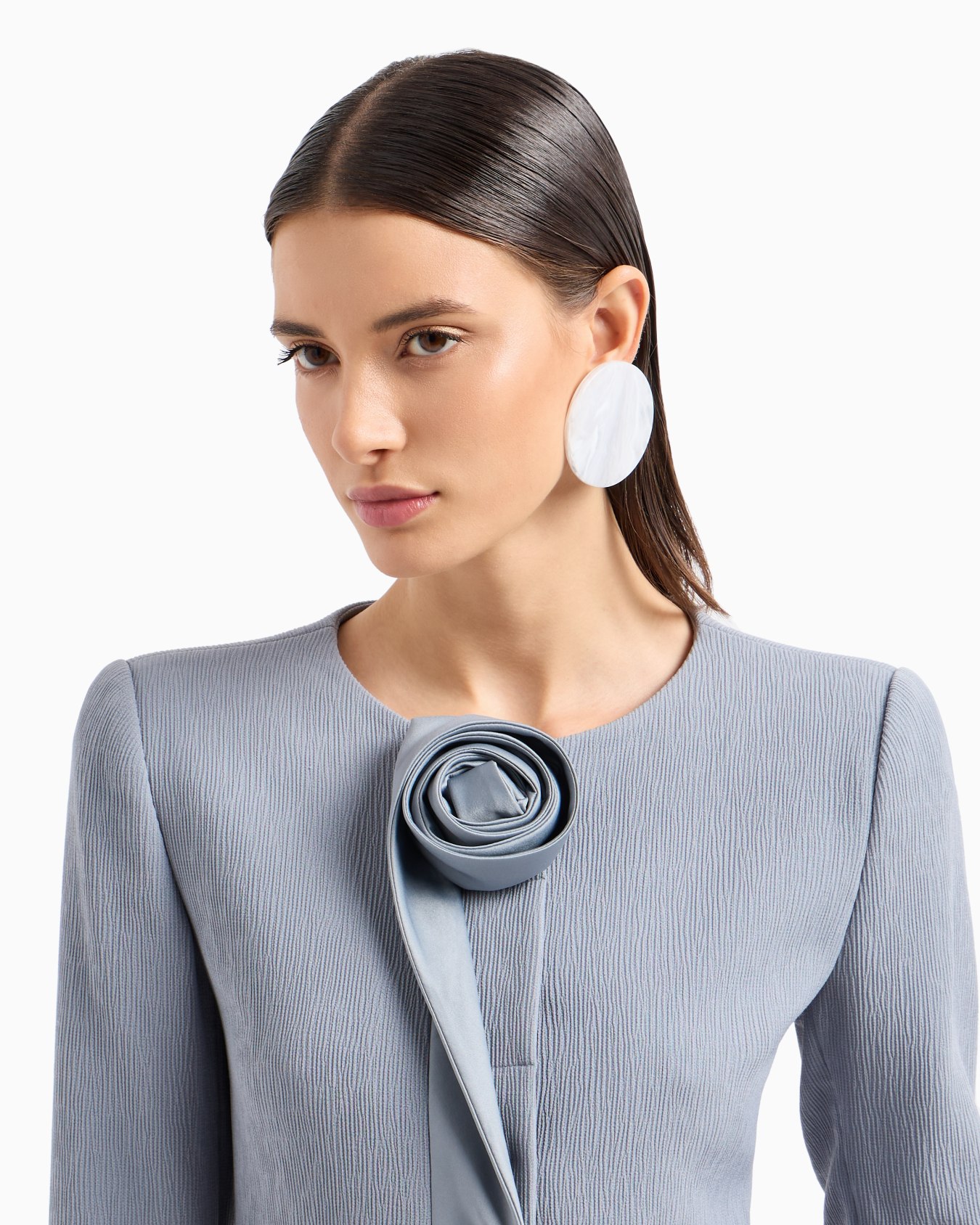 Veste en tissu technique stretch avec nervures et rose en satin Diapositive 4