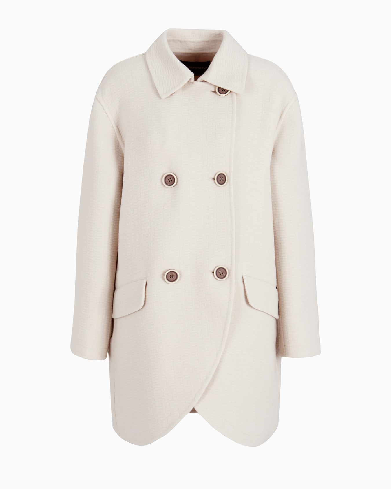 Manteau croisé avec bas tulipe en laine vierge mélangée finition ondulée Diapositive 0