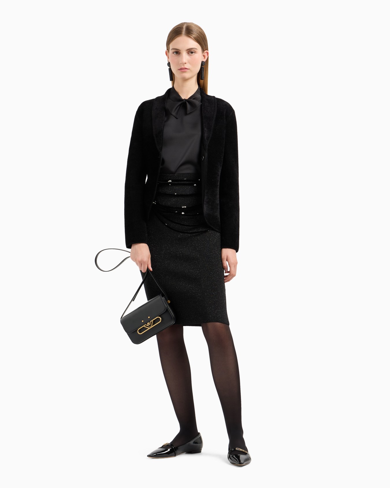 Wool Blend Fitted Velvet Blazer Diapositiva 3