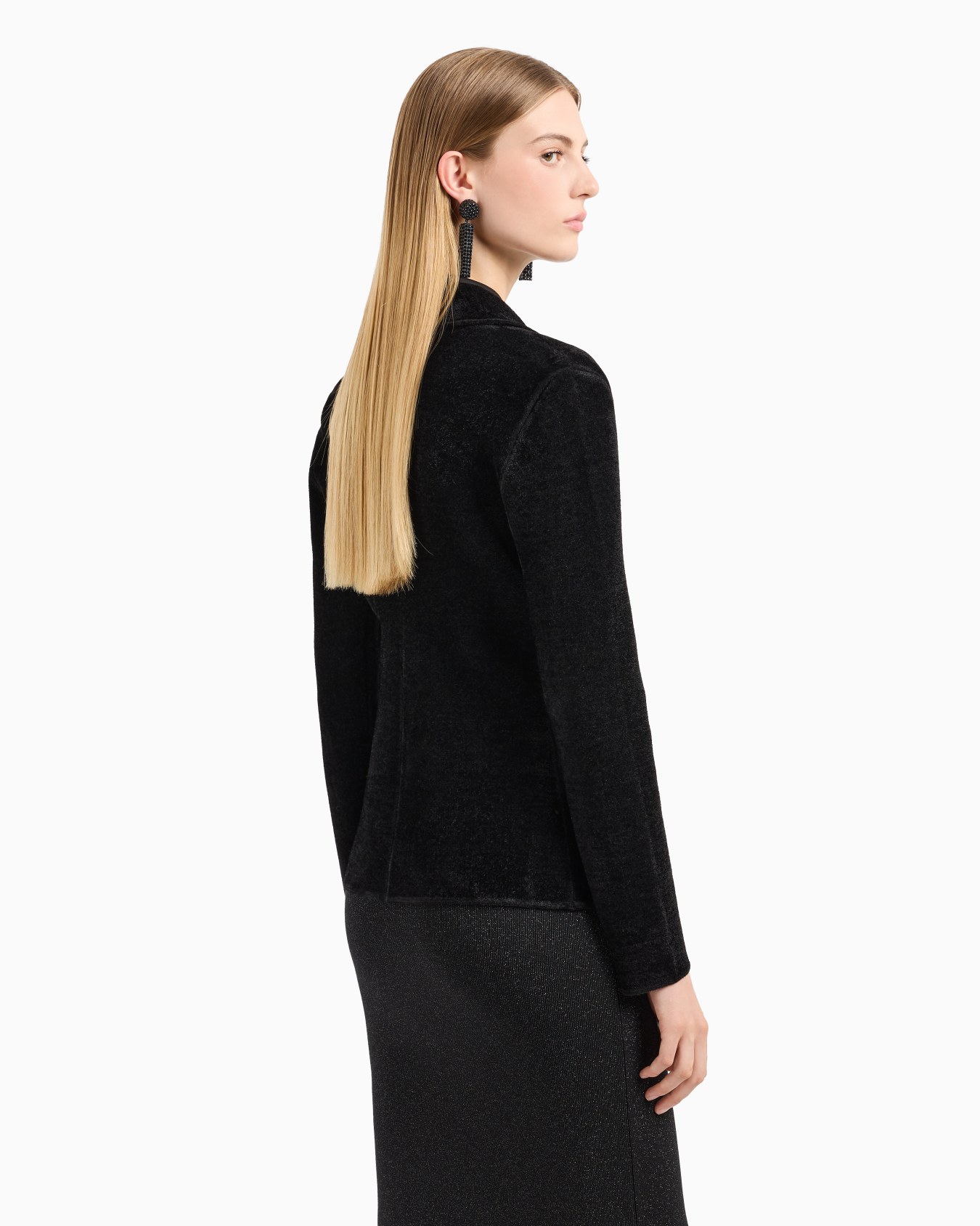 Wool Blend Fitted Velvet Blazer Diapositiva 2