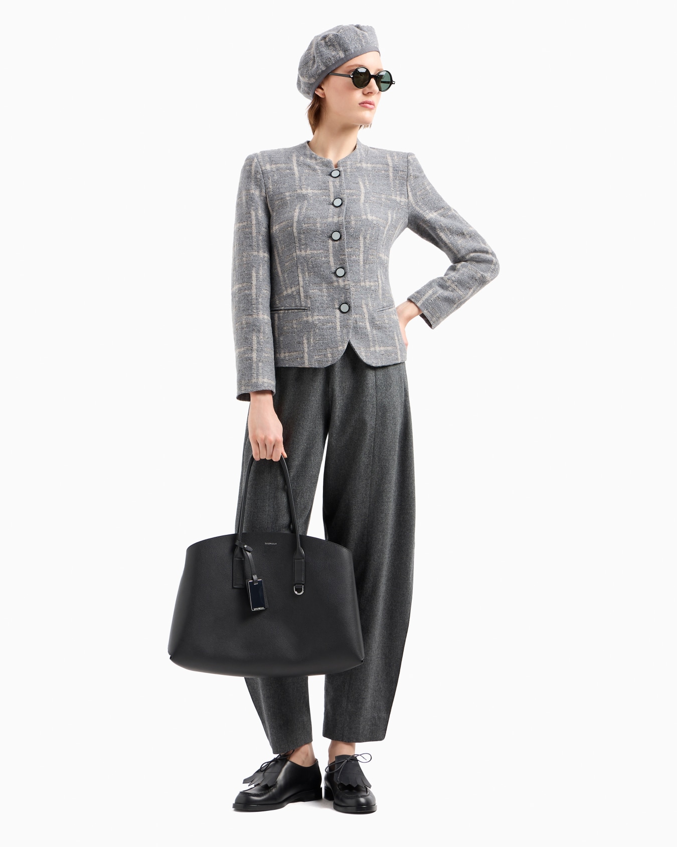 Icon jacket in a brushed wool blend with a jacquard check pattern Slide 4