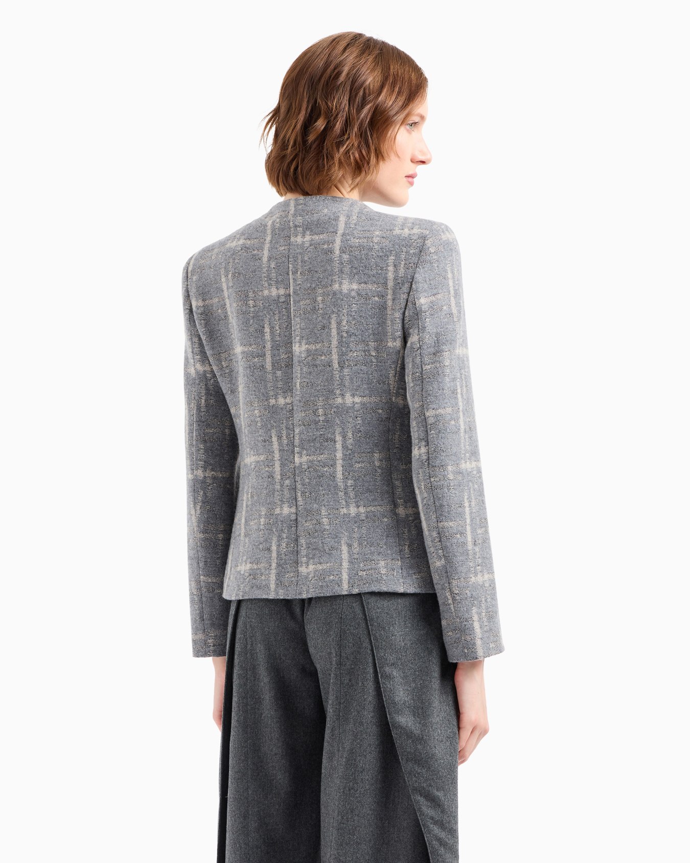 Icon jacket in a brushed wool blend with a jacquard check pattern Slide 3