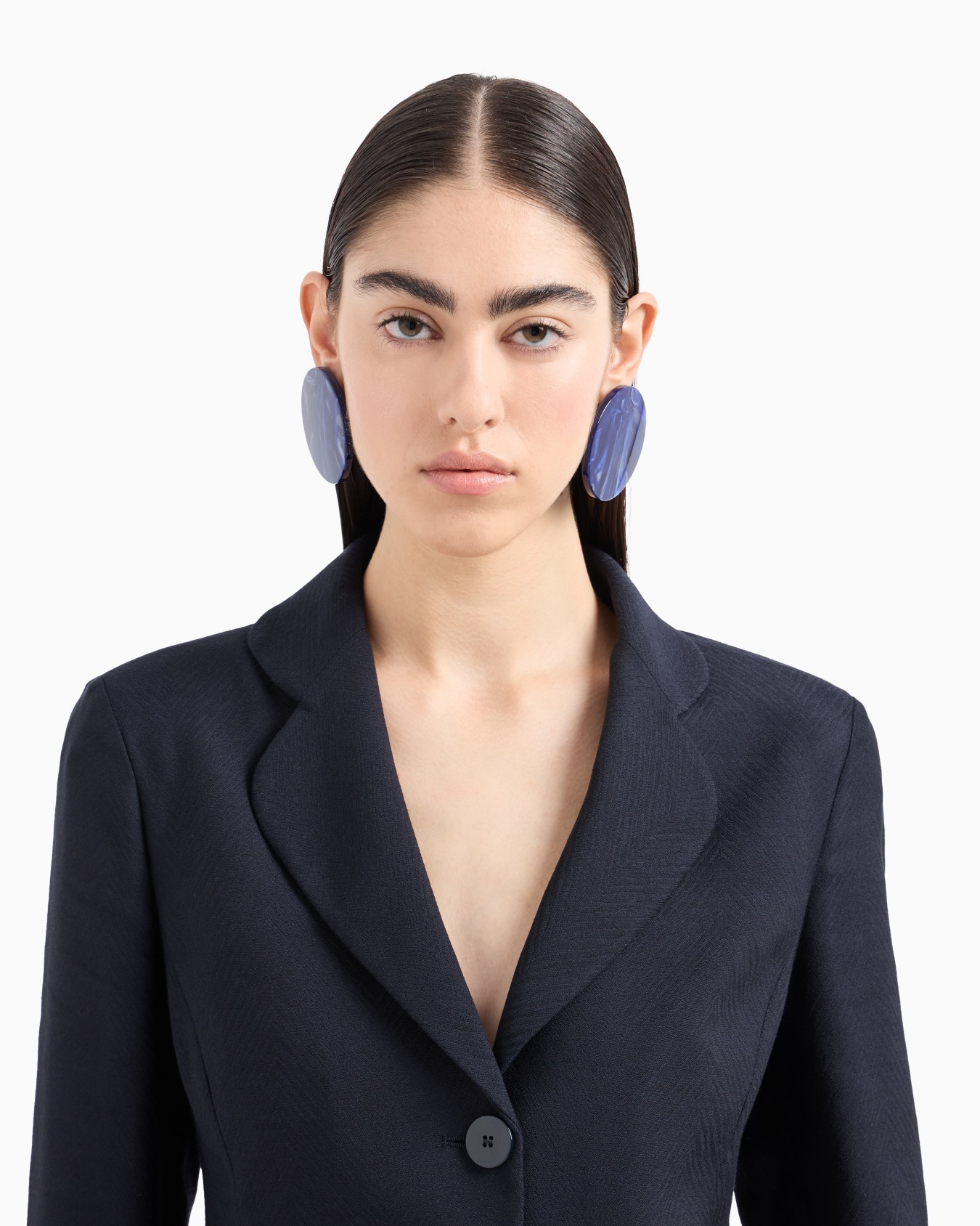 Chaqueta de abotonadura sencilla en mezcla de lana virgen con motivo chevrón Icon Diapositiva 4