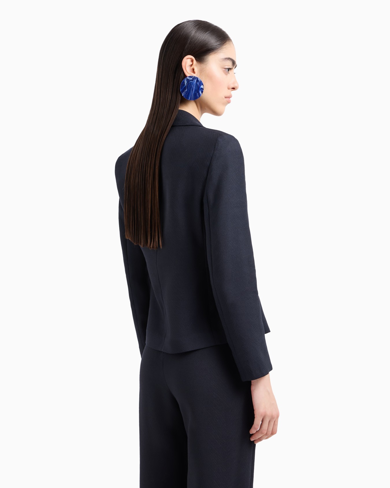 Chaqueta de abotonadura sencilla en mezcla de lana virgen con motivo chevrón Icon Diapositiva 2
