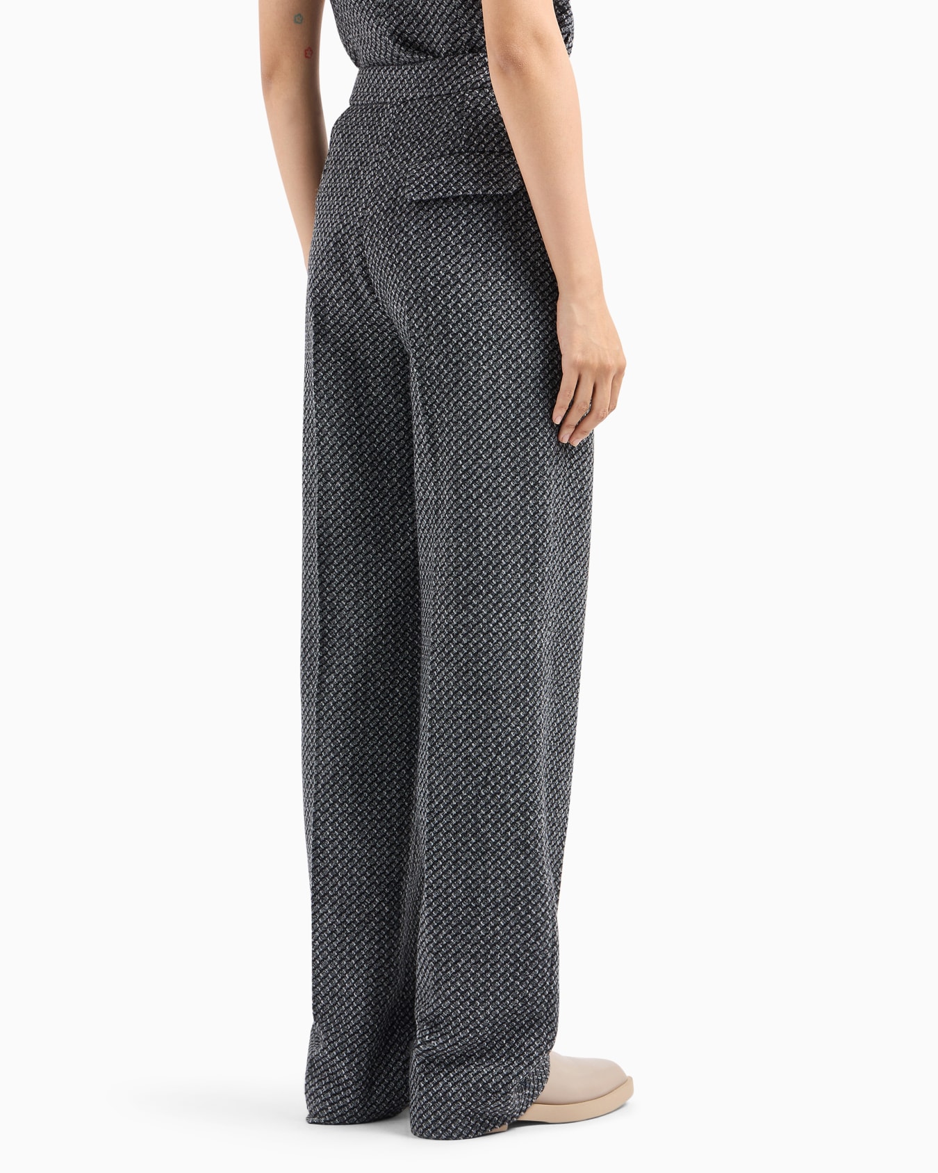 Pantalones en punto de mezcla de lana jaspeada con patrón en relieve Diapositiva 3