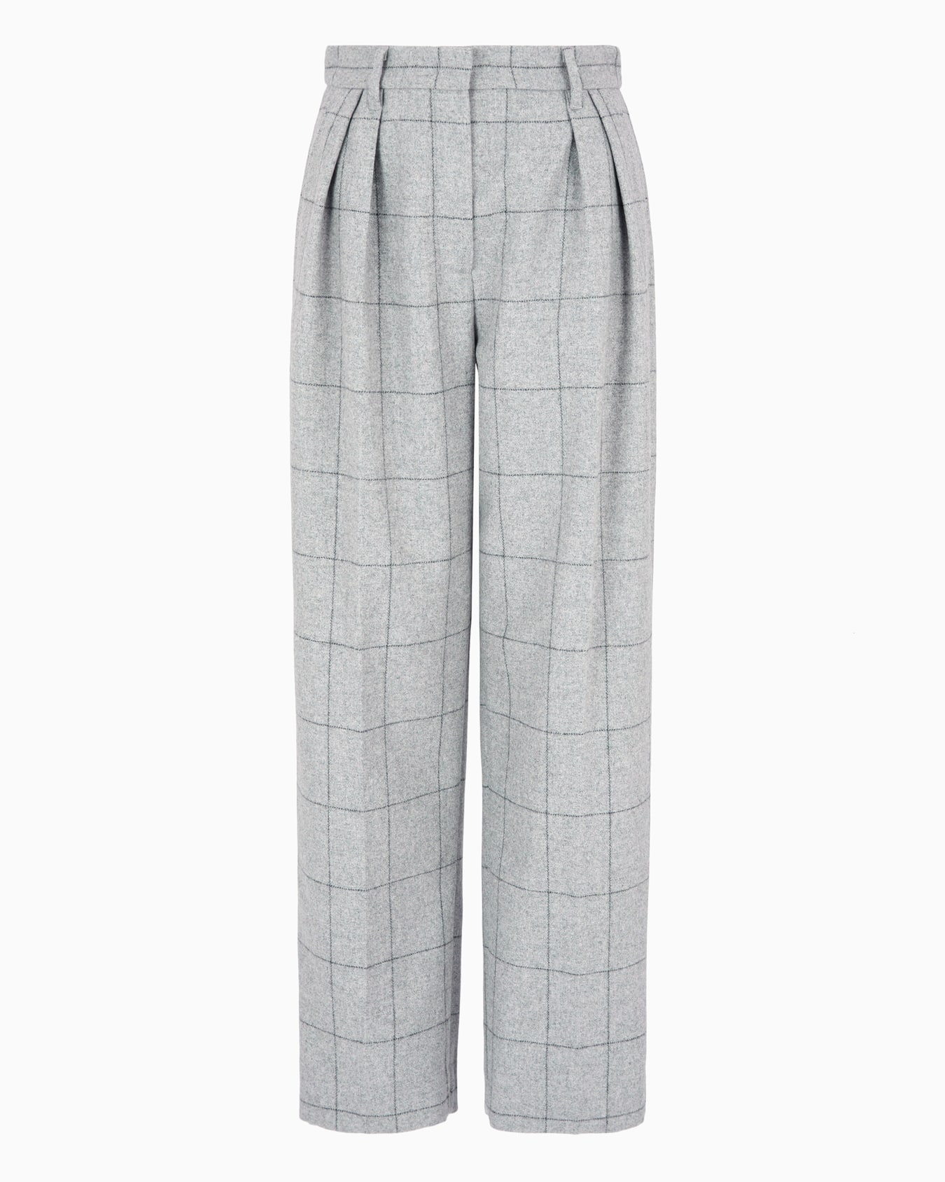 Pleated trousers in a wool-blend flannel with oversized check motif Slide 0