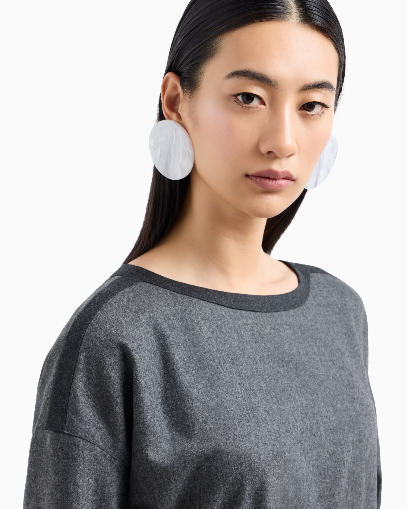 Icon mélange wool flannel dress with gathering at the waist Slide 4