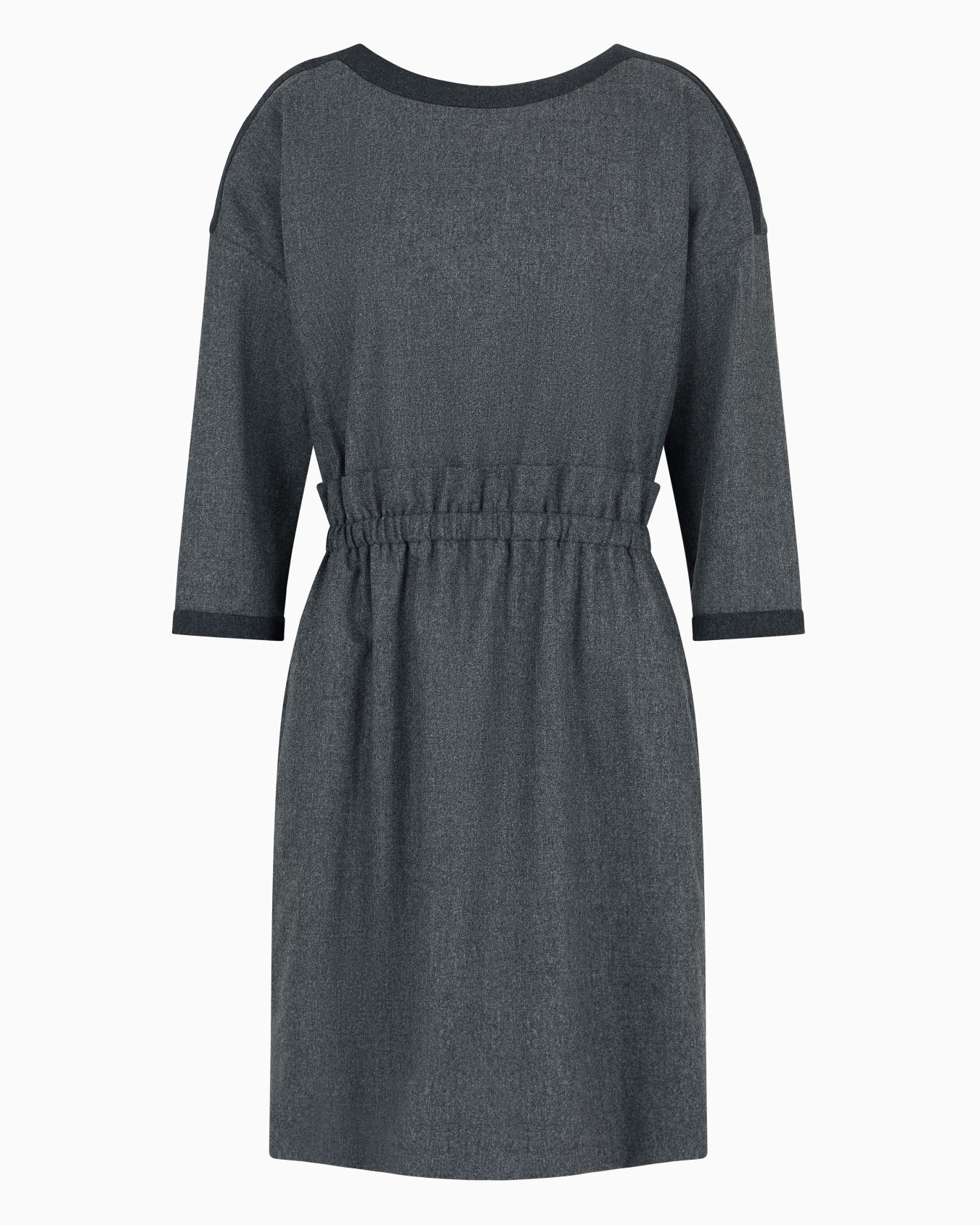 Icon mélange wool flannel dress with gathering at the waist Slide 0